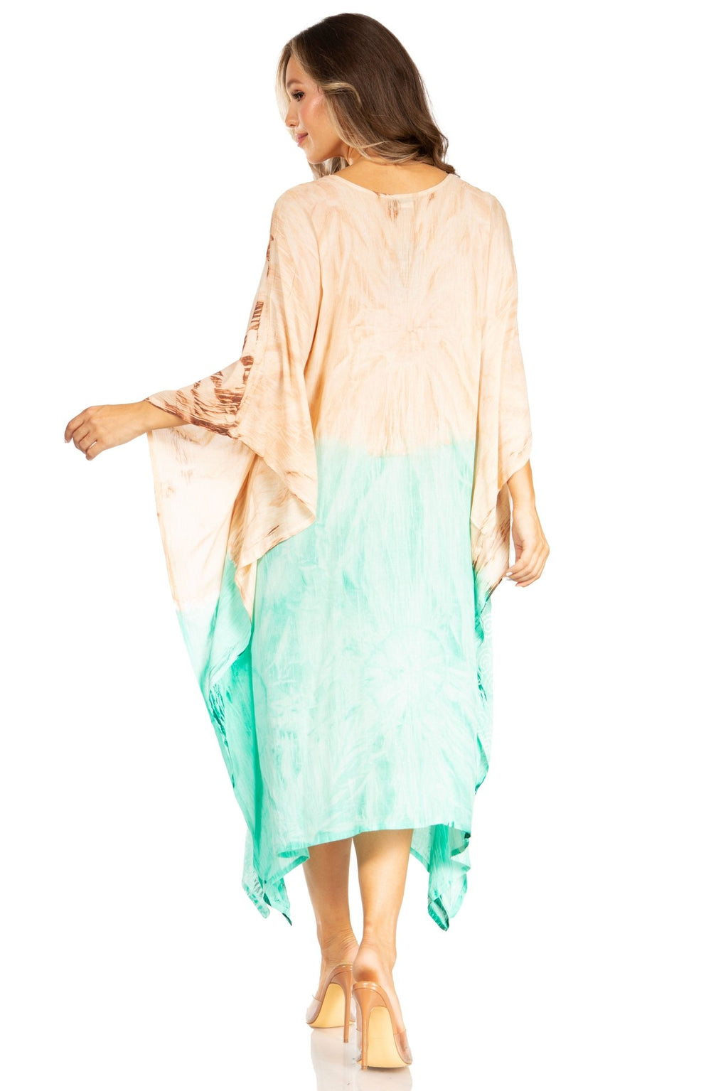 Sakkas Clementine Third Women's Tie Dye Caftan Dress/Cover Up Beach Kaftan Summer dresses La Vie Bien Sakkas Clementine Third Women's Tie Dye Caftan Dress/Cover Up Beach Kaftan Summer