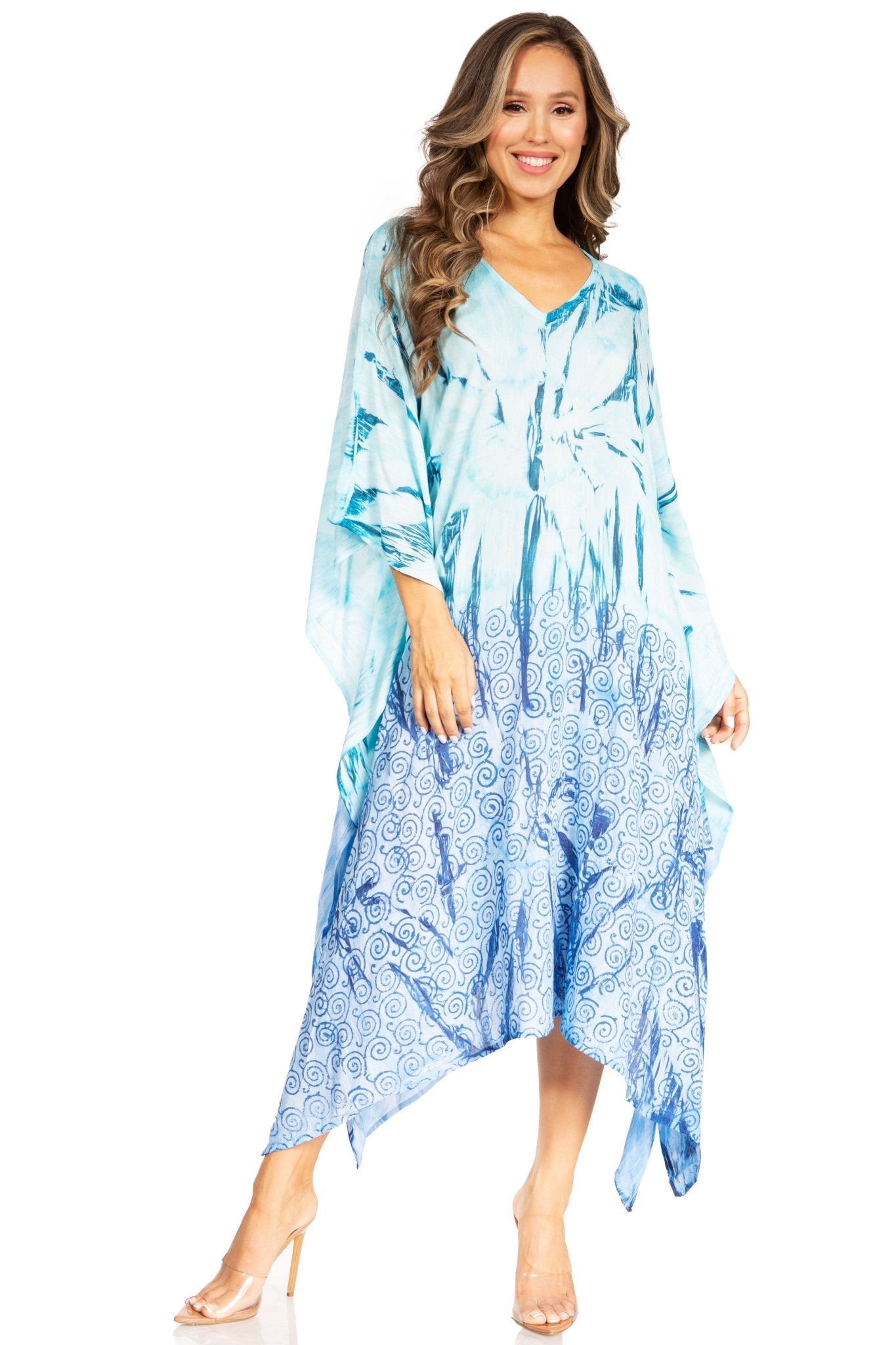 Sakkas Clementine Third Women's Tie Dye Caftan Dress/Cover Up Beach Kaftan Summer dresses La Vie Bien Sakkas Clementine Third Women's Tie Dye Caftan Dress/Cover Up Beach Kaftan Summer