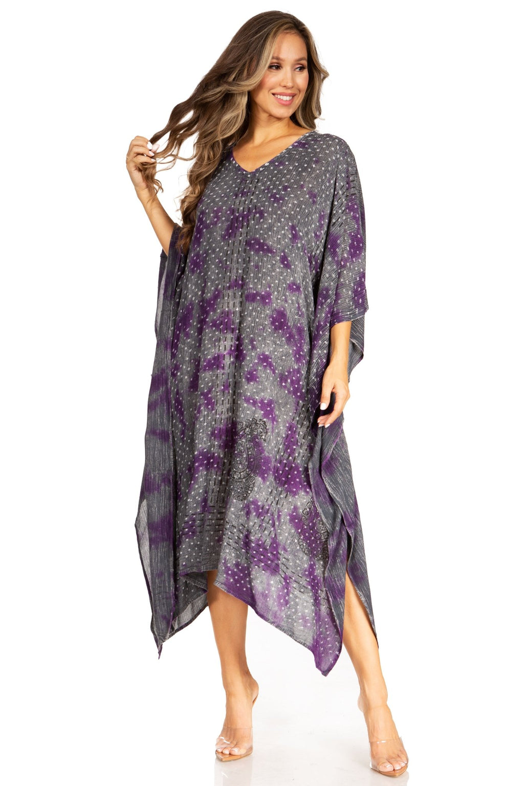 Sakkas Clementine Third Women's Tie Dye Caftan Dress/Cover Up Beach Kaftan Summer dresses La Vie Bien Sakkas Clementine Third Women's Tie Dye Caftan Dress/Cover Up Beach Kaftan Summer