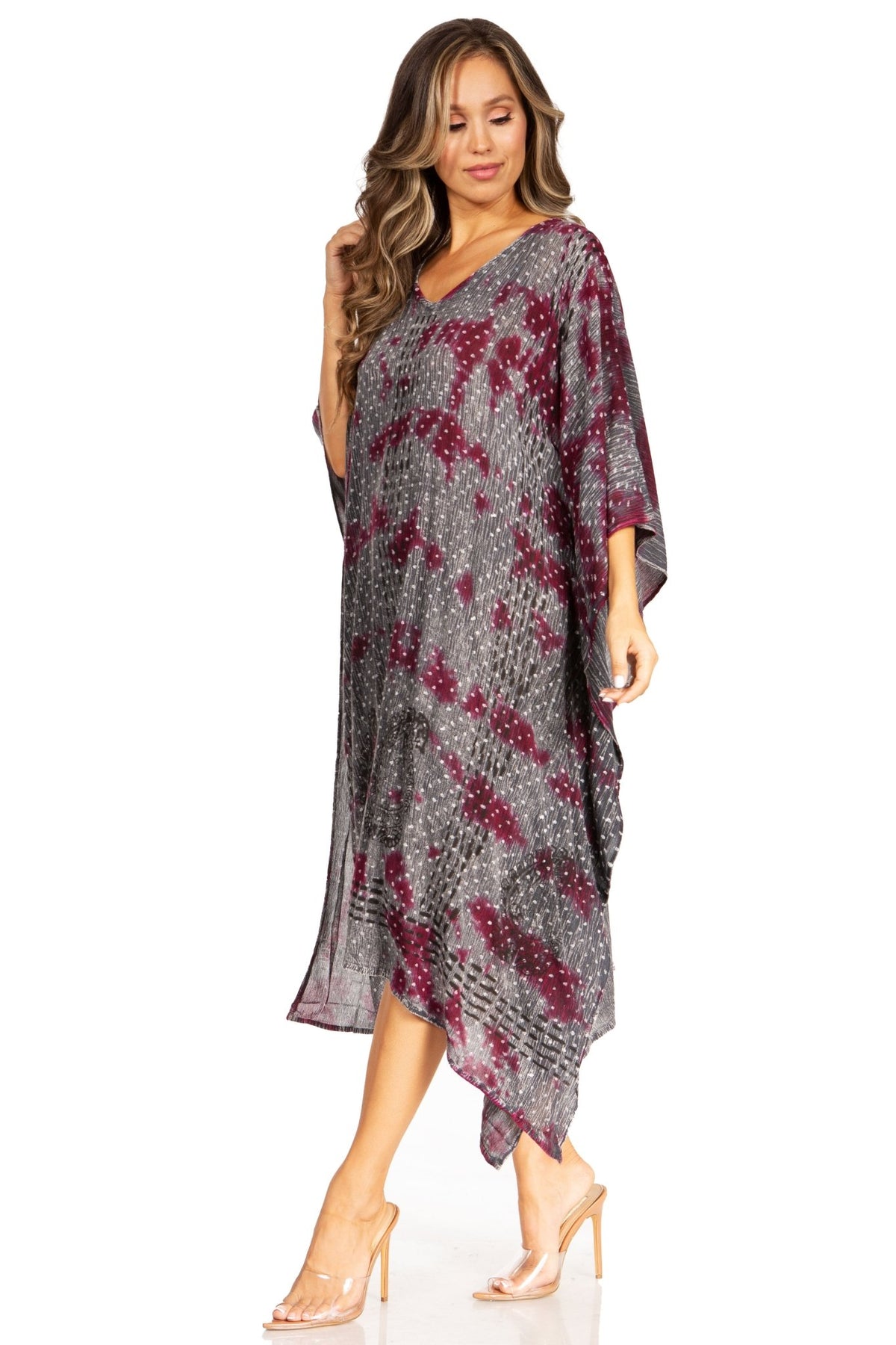 Sakkas Clementine Third Women's Tie Dye Caftan Dress/Cover Up Beach Kaftan Summer dresses La Vie Bien Sakkas Clementine Third Women's Tie Dye Caftan Dress/Cover Up Beach Kaftan Summer