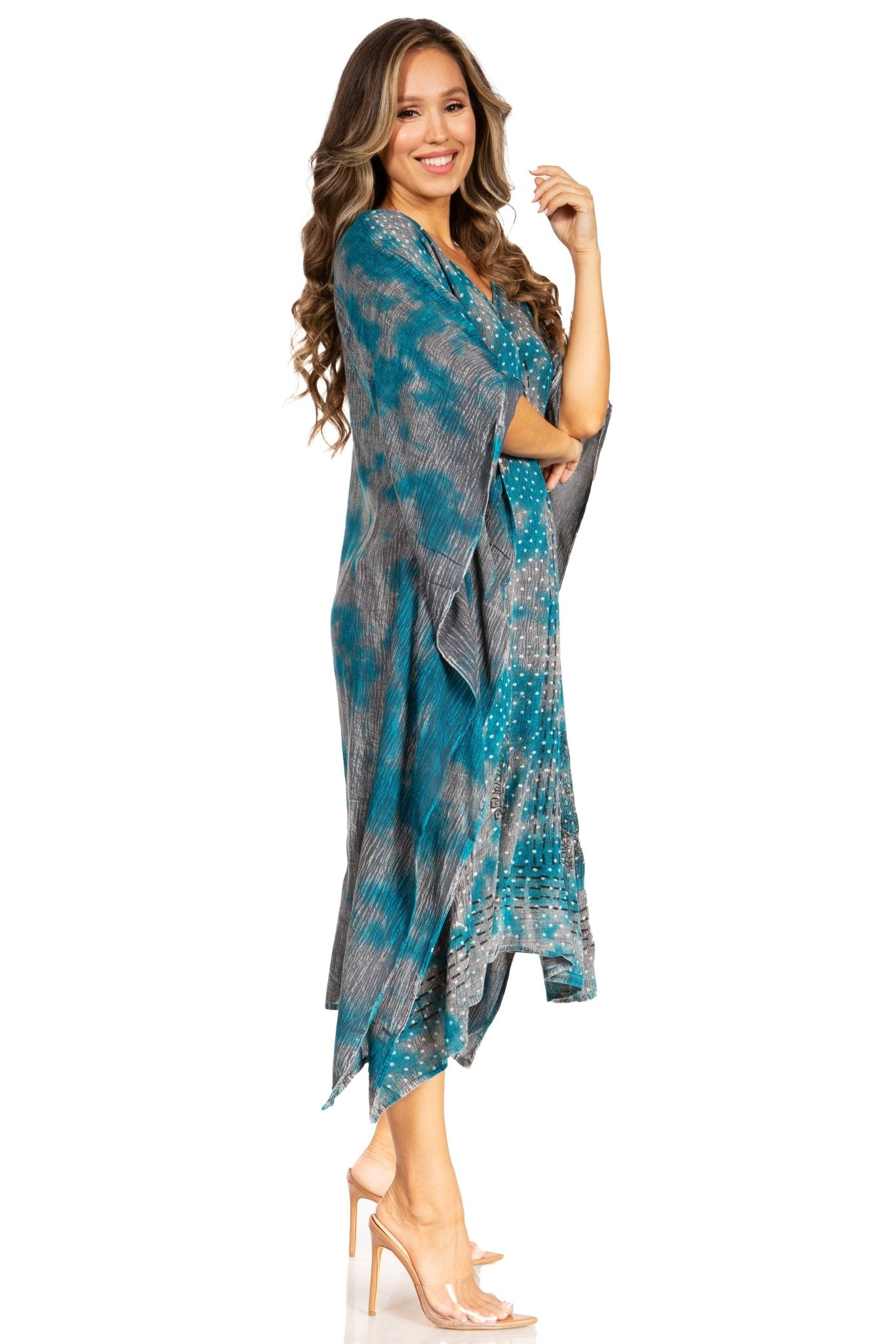 Sakkas Clementine Third Women's Tie Dye Caftan Dress/Cover Up Beach Kaftan Summer dresses La Vie Bien Sakkas Clementine Third Women's Tie Dye Caftan Dress/Cover Up Beach Kaftan Summer