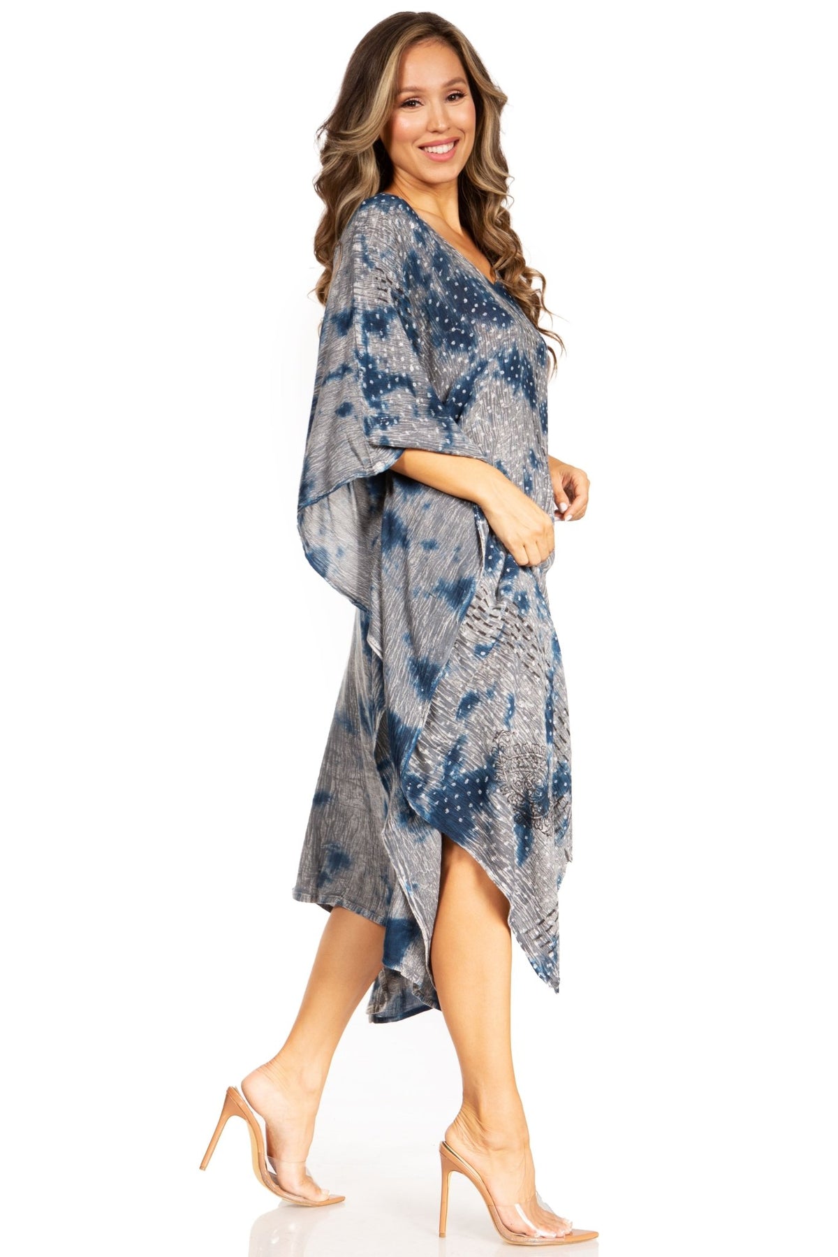 Sakkas Clementine Third Women's Tie Dye Caftan Dress/Cover Up Beach Kaftan Summer dresses La Vie Bien Sakkas Clementine Third Women's Tie Dye Caftan Dress/Cover Up Beach Kaftan Summer
