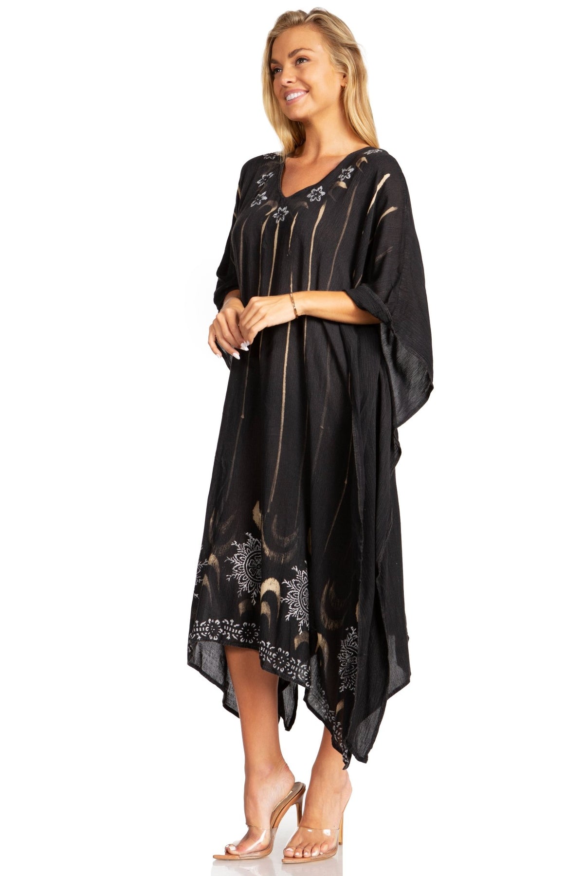 Sakkas Clementine Third Women's Tie Dye Caftan Dress/Cover Up Beach Kaftan Summer dresses La Vie Bien Sakkas Clementine Third Women's Tie Dye Caftan Dress/Cover Up Beach Kaftan Summer