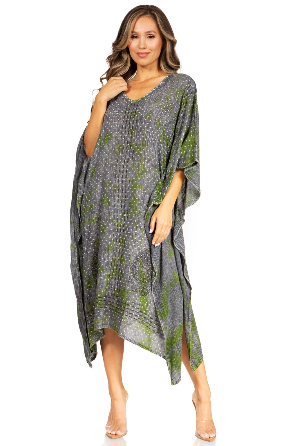 Sakkas Clementine Third Women's Tie Dye Caftan Dress/Cover Up Beach Kaftan Summer dresses La Vie Bien Sakkas Clementine Third Women's Tie Dye Caftan Dress/Cover Up Beach Kaftan Summer