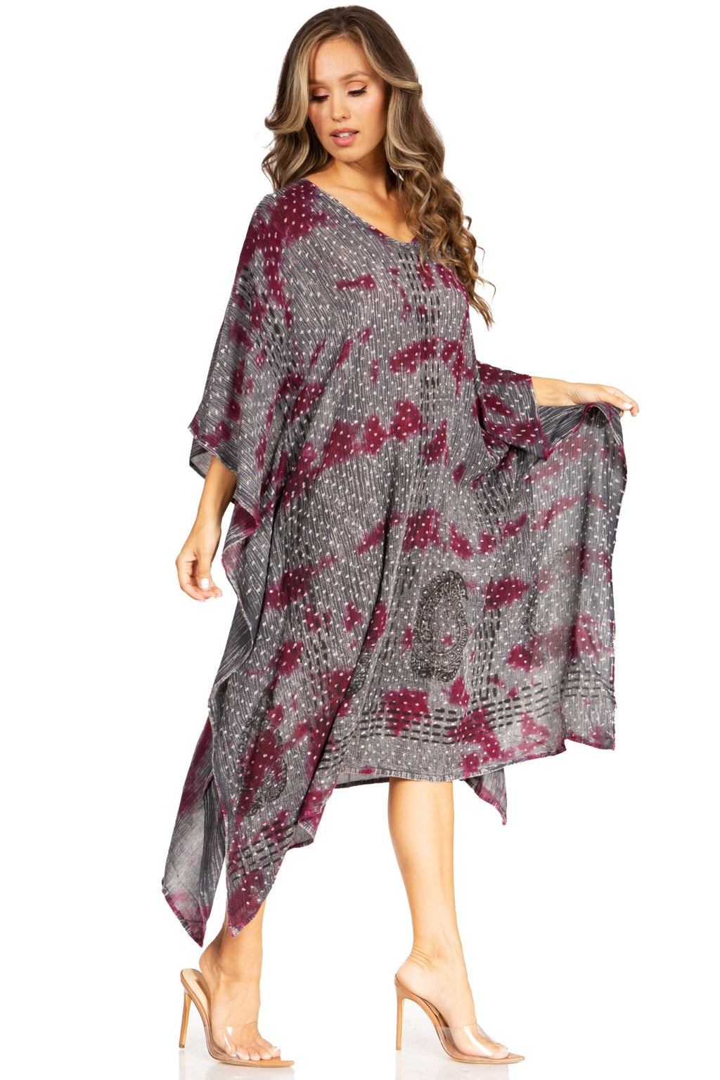 Sakkas Clementine Third Women's Tie Dye Caftan Dress/Cover Up Beach Kaftan Summer dresses La Vie Bien Sakkas Clementine Third Women's Tie Dye Caftan Dress/Cover Up Beach Kaftan Summer