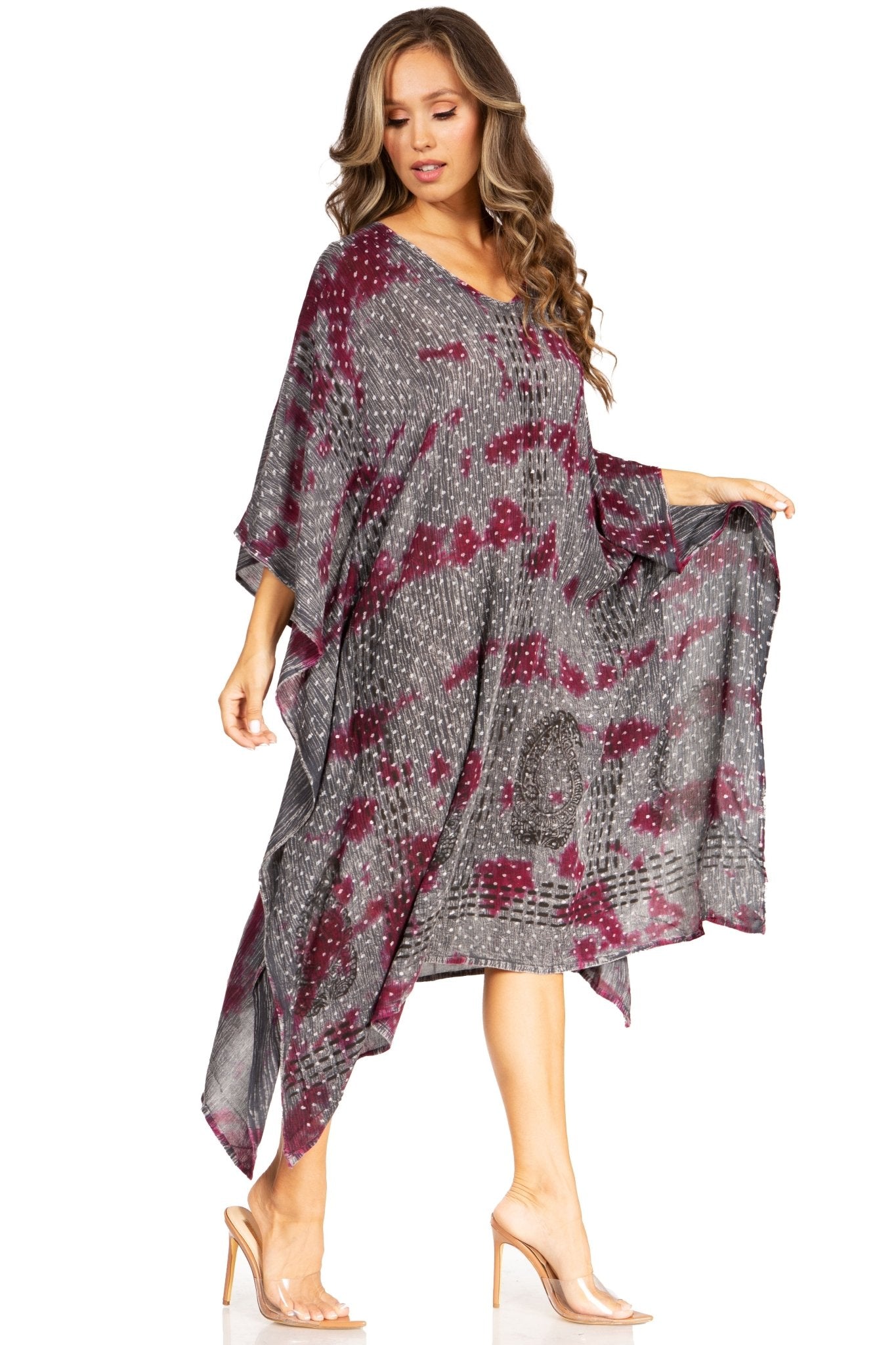 Sakkas Clementine Third Women's Tie Dye Caftan Dress/Cover Up Beach Kaftan Summer dresses La Vie Bien Sakkas Clementine Third Women's Tie Dye Caftan Dress/Cover Up Beach Kaftan Summer