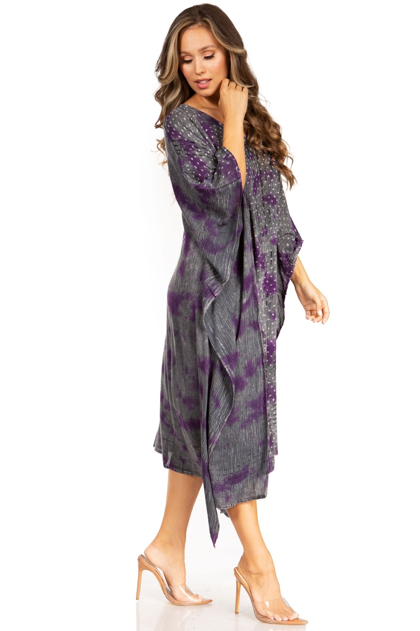 Sakkas Clementine Third Women's Tie Dye Caftan Dress/Cover Up Beach Kaftan Summer dresses La Vie Bien Sakkas Clementine Third Women's Tie Dye Caftan Dress/Cover Up Beach Kaftan Summer