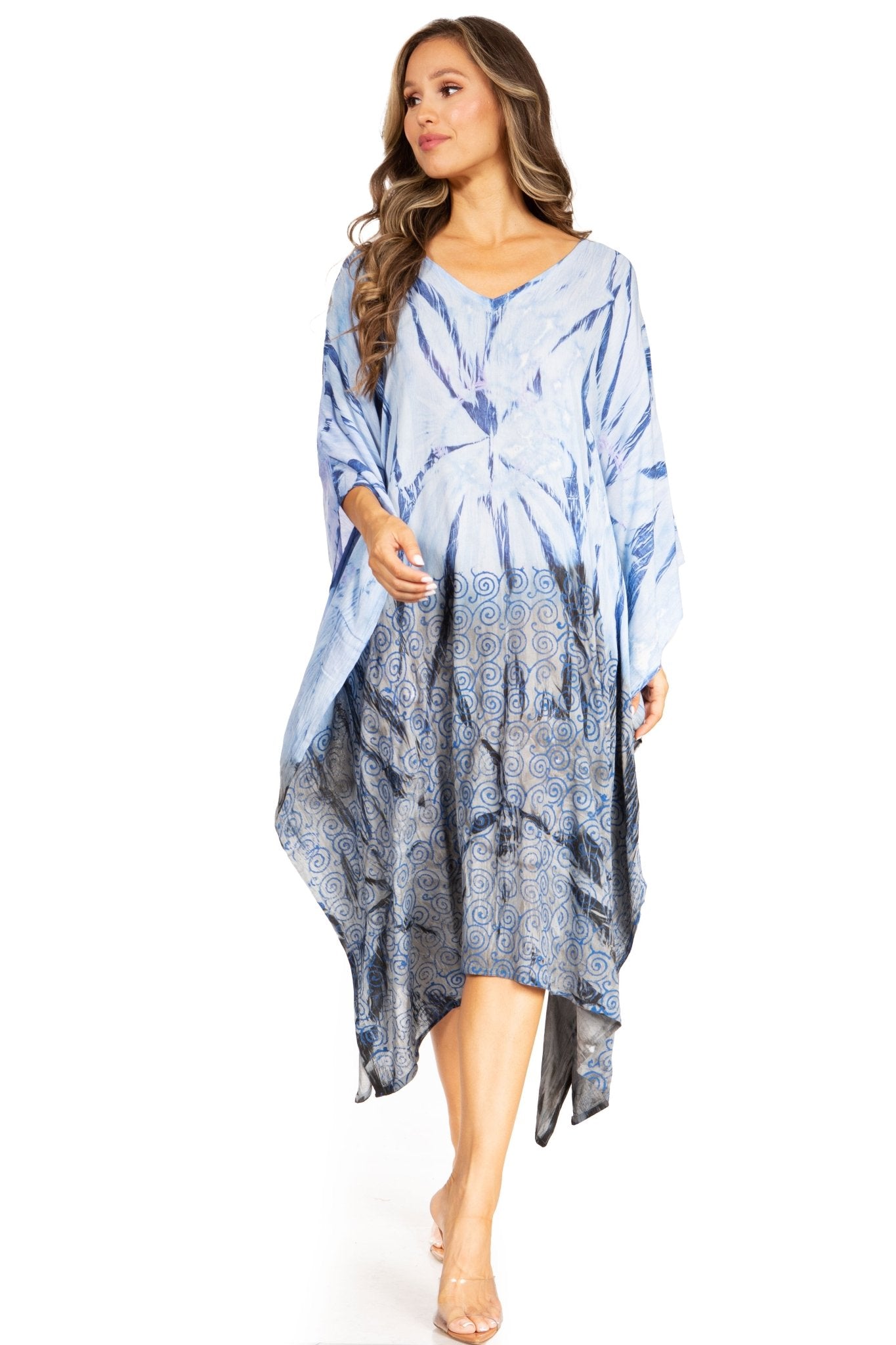 Sakkas Clementine Third Women's Tie Dye Caftan Dress/Cover Up Beach Kaftan Summer dresses La Vie Bien Sakkas Clementine Third Women's Tie Dye Caftan Dress/Cover Up Beach Kaftan Summer
