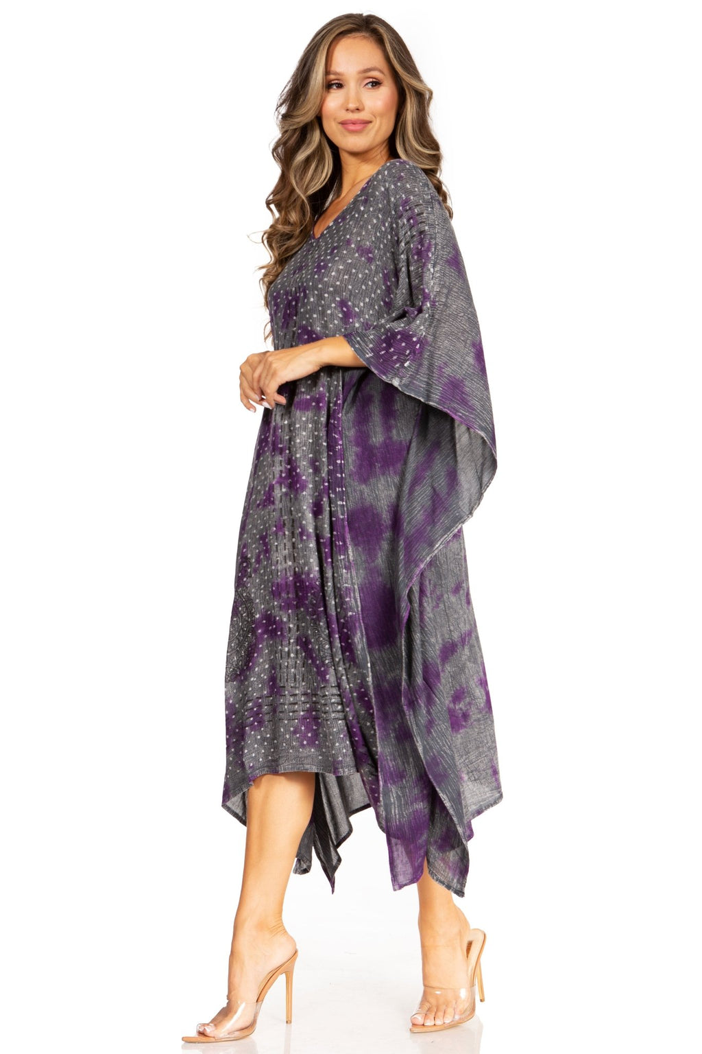 Sakkas Clementine Third Women's Tie Dye Caftan Dress/Cover Up Beach Kaftan Summer dresses La Vie Bien Sakkas Clementine Third Women's Tie Dye Caftan Dress/Cover Up Beach Kaftan Summer