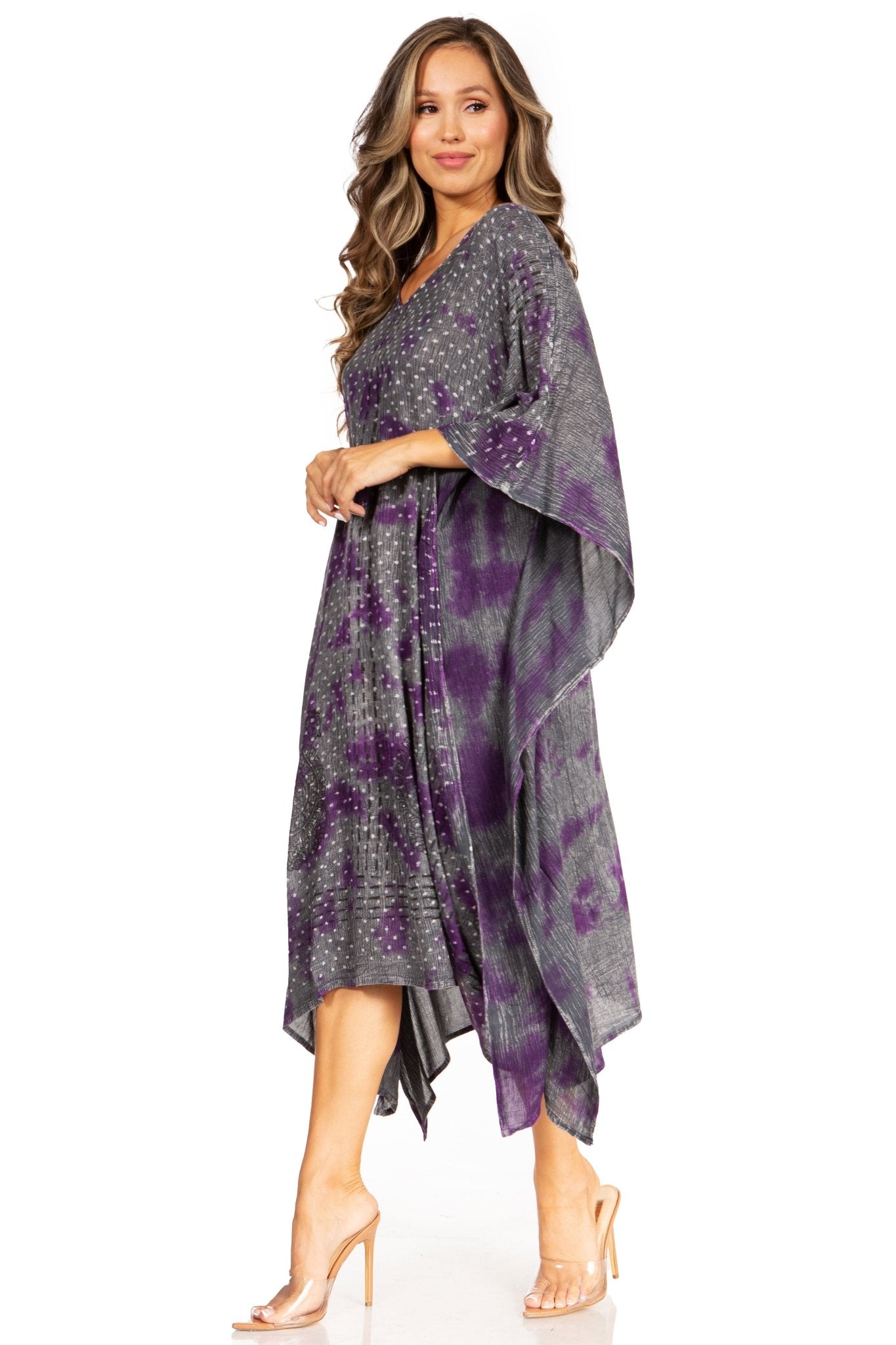 Sakkas Clementine Third Women's Tie Dye Caftan Dress/Cover Up Beach Kaftan Summer dresses La Vie Bien Sakkas Clementine Third Women's Tie Dye Caftan Dress/Cover Up Beach Kaftan Summer