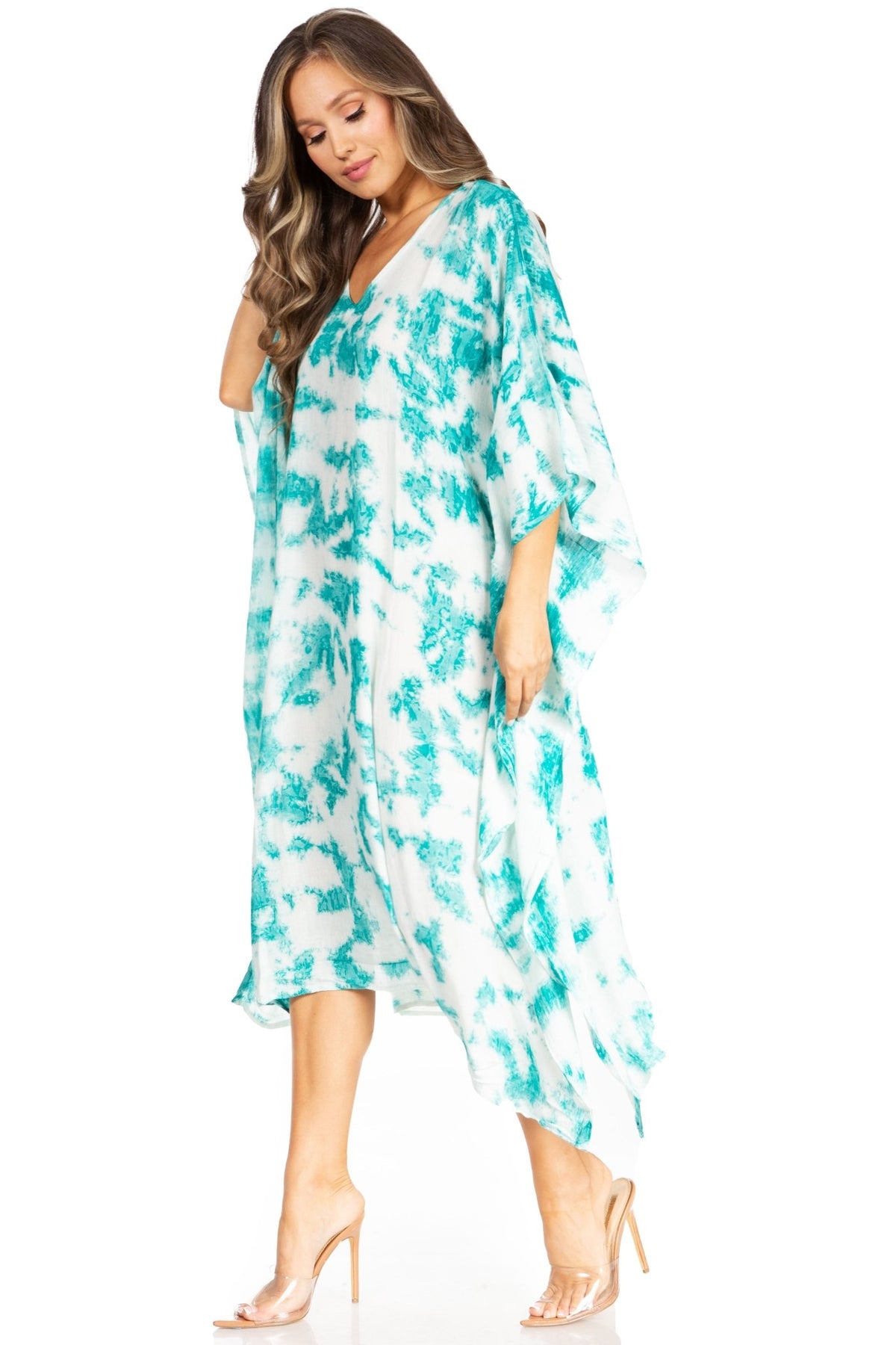Sakkas Clementine Women's Tie Dye Caftan Dress/Cover Up Beach Kaftan Boho Summer dresses La Vie Bien Sakkas Clementine Women's Tie Dye Caftan Dress/Cover Up Beach Kaftan Boho Summer