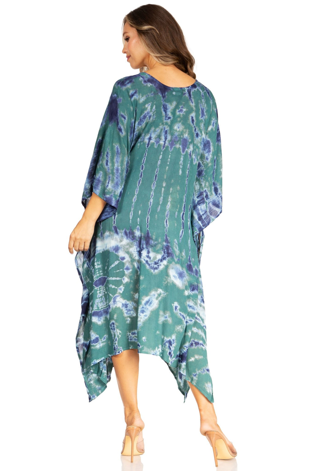 Sakkas Clementine Women's Tie Dye Caftan Dress/Cover Up Beach Kaftan Boho Summer dresses La Vie Bien Sakkas Clementine Women's Tie Dye Caftan Dress/Cover Up Beach Kaftan Boho Summer