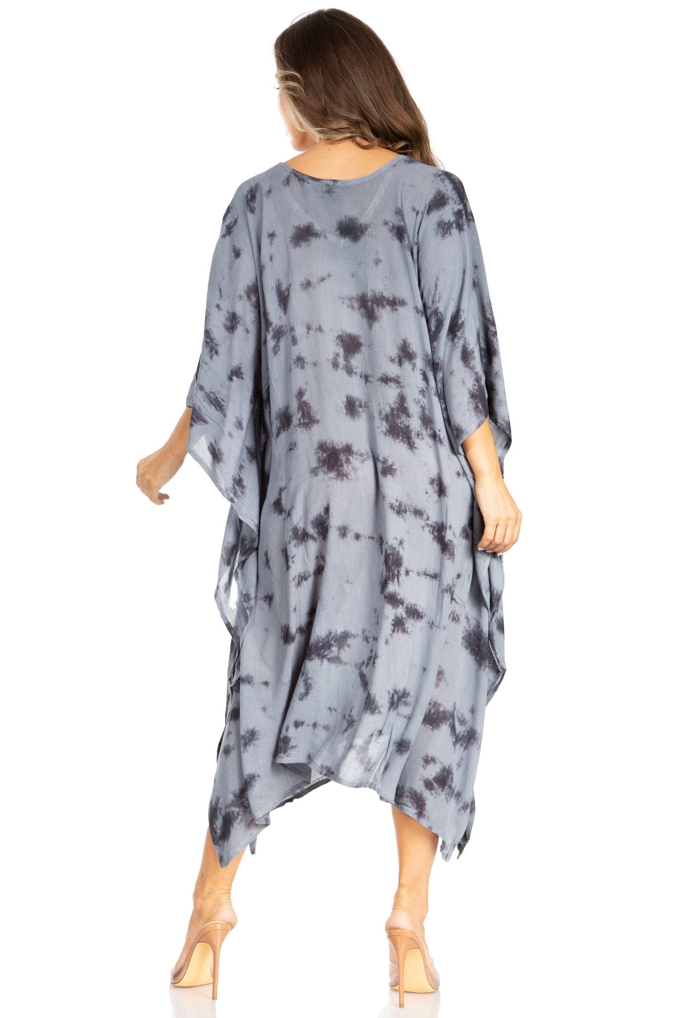 Sakkas Clementine Women's Tie Dye Caftan Dress/Cover Up Beach Kaftan Boho Summer dresses La Vie Bien Sakkas Clementine Women's Tie Dye Caftan Dress/Cover Up Beach Kaftan Boho Summer