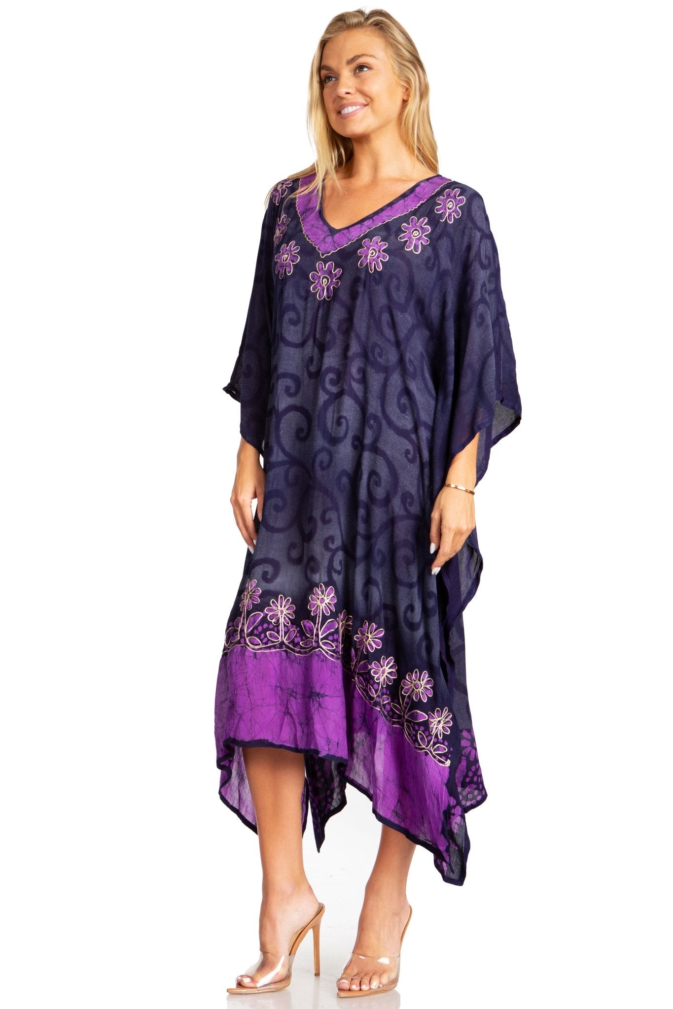 Sakkas Clementine Women's Tie Dye Caftan Dress/Cover Up Beach Kaftan Boho Summer dresses La Vie Bien Sakkas Clementine Women's Tie Dye Caftan Dress/Cover Up Beach Kaftan Boho Summer