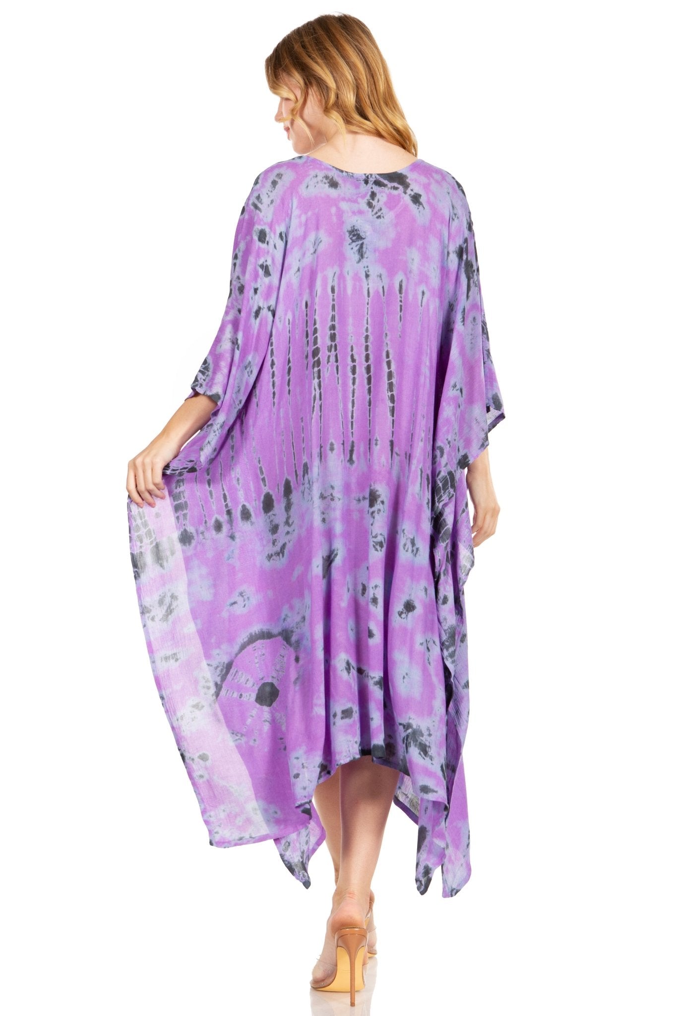Sakkas Clementine Women's Tie Dye Caftan Dress/Cover Up Beach Kaftan Boho Summer dresses La Vie Bien Sakkas Clementine Women's Tie Dye Caftan Dress/Cover Up Beach Kaftan Boho Summer