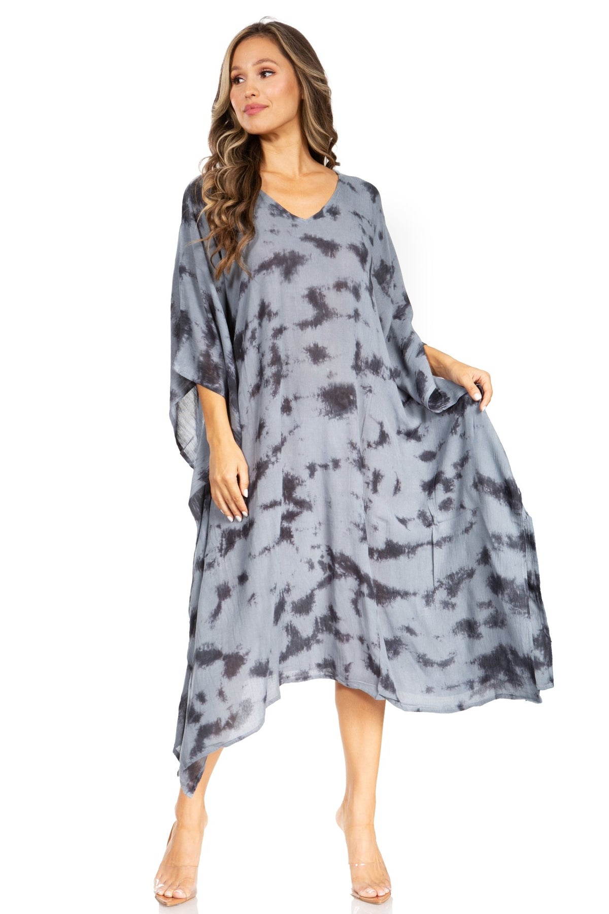 Sakkas Clementine Women's Tie Dye Caftan Dress/Cover Up Beach Kaftan Boho Summer dresses La Vie Bien Sakkas Clementine Women's Tie Dye Caftan Dress/Cover Up Beach Kaftan Boho Summer