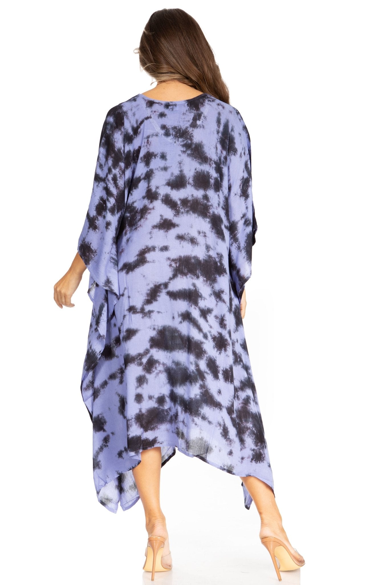 Sakkas Clementine Women's Tie Dye Caftan Dress/Cover Up Beach Kaftan Boho Summer dresses La Vie Bien Sakkas Clementine Women's Tie Dye Caftan Dress/Cover Up Beach Kaftan Boho Summer
