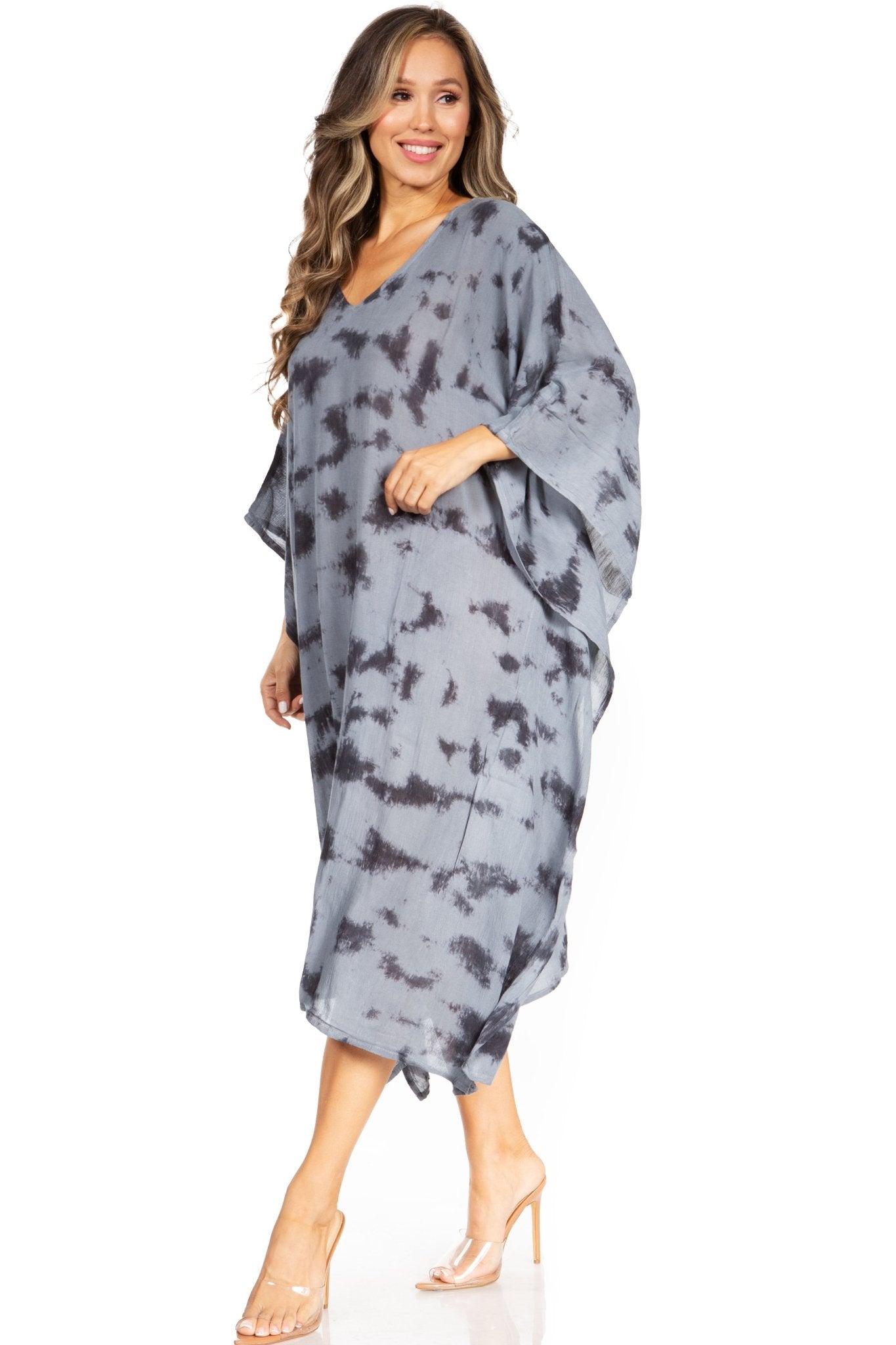 Sakkas Clementine Women's Tie Dye Caftan Dress/Cover Up Beach Kaftan Boho Summer dresses La Vie Bien Sakkas Clementine Women's Tie Dye Caftan Dress/Cover Up Beach Kaftan Boho Summer