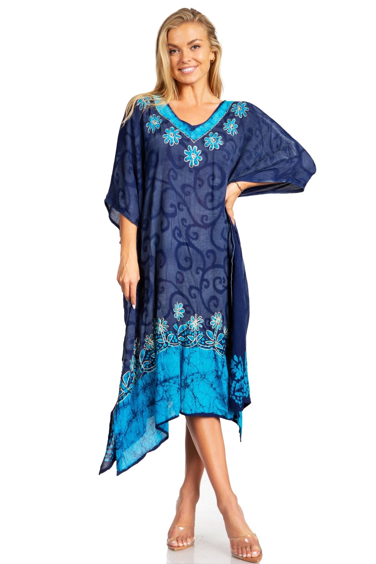 Sakkas Clementine Women's Tie Dye Caftan Dress/Cover Up Beach Kaftan Boho Summer dresses La Vie Bien Sakkas Clementine Women's Tie Dye Caftan Dress/Cover Up Beach Kaftan Boho Summer