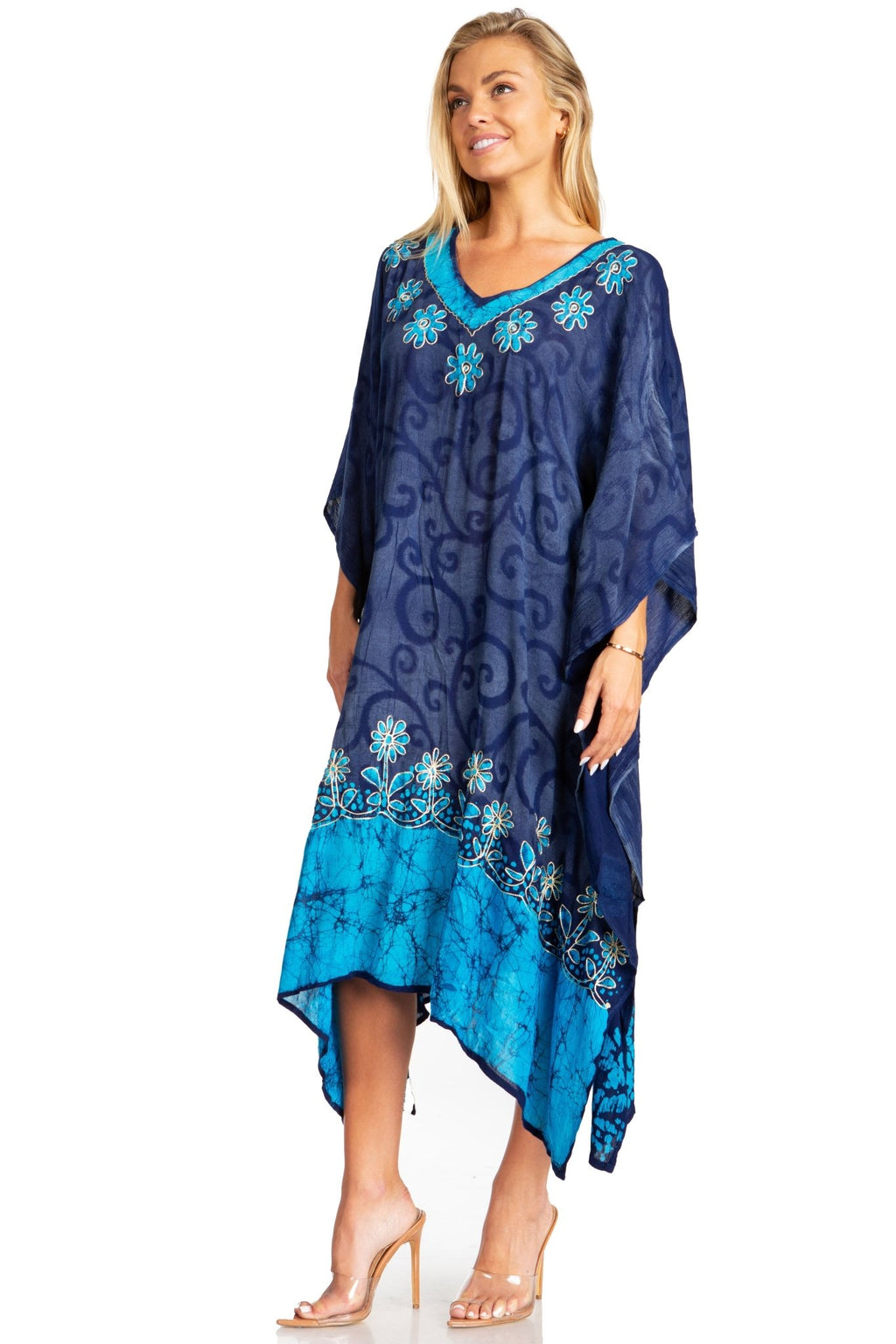 Sakkas Clementine Women's Tie Dye Caftan Dress/Cover Up Beach Kaftan Boho Summer dresses La Vie Bien Sakkas Clementine Women's Tie Dye Caftan Dress/Cover Up Beach Kaftan Boho Summer