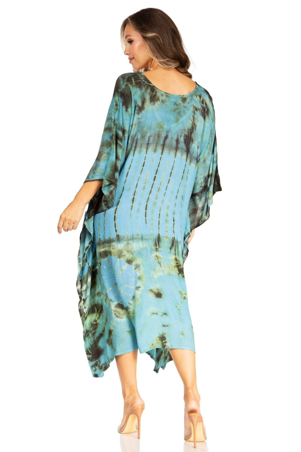 Sakkas Clementine Women's Tie Dye Caftan Dress/Cover Up Beach Kaftan Boho Summer dresses La Vie Bien Sakkas Clementine Women's Tie Dye Caftan Dress/Cover Up Beach Kaftan Boho Summer