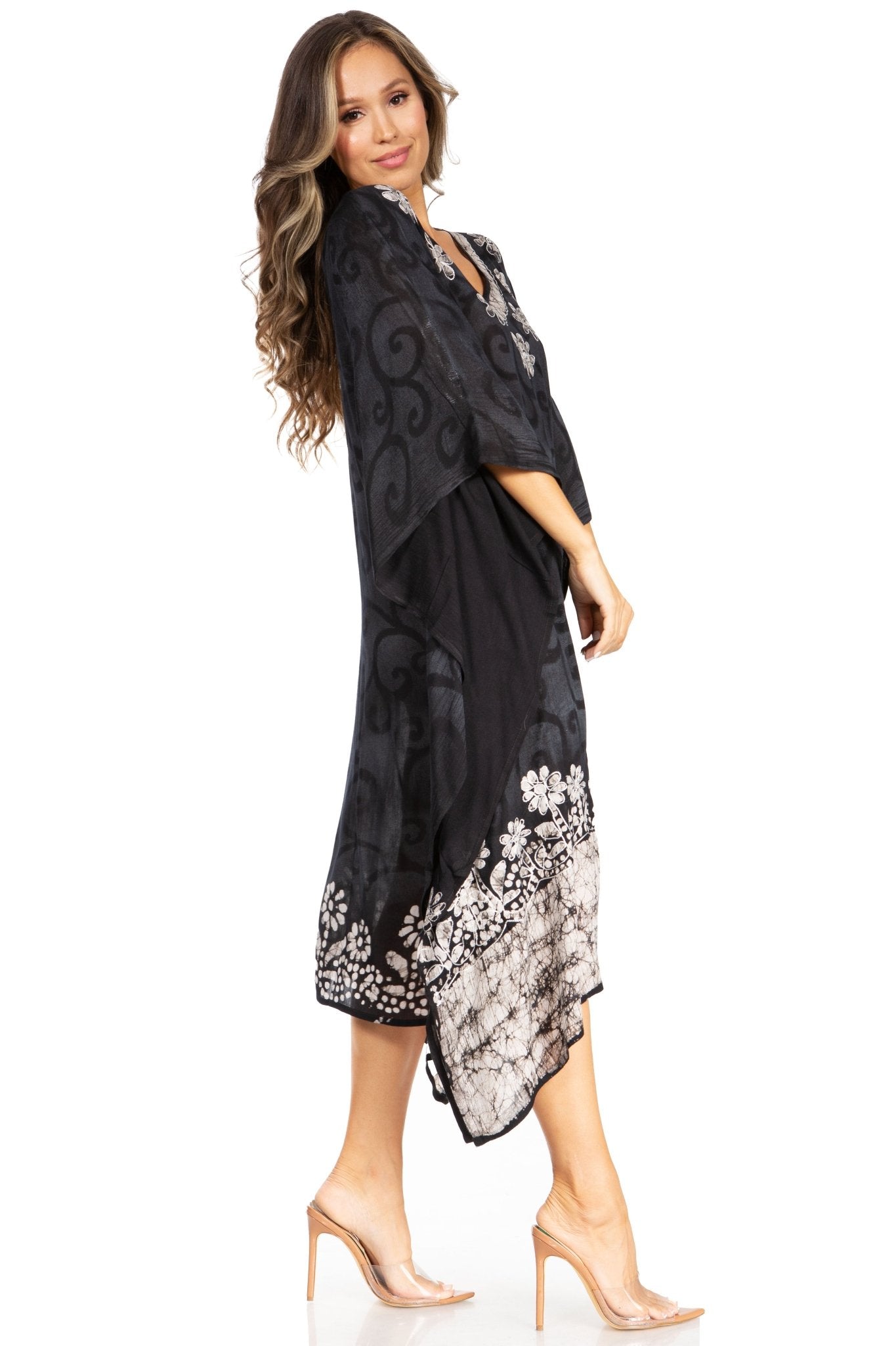 Sakkas Clementine Women's Tie Dye Caftan Dress/Cover Up Beach Kaftan Boho Summer dresses La Vie Bien Sakkas Clementine Women's Tie Dye Caftan Dress/Cover Up Beach Kaftan Boho Summer