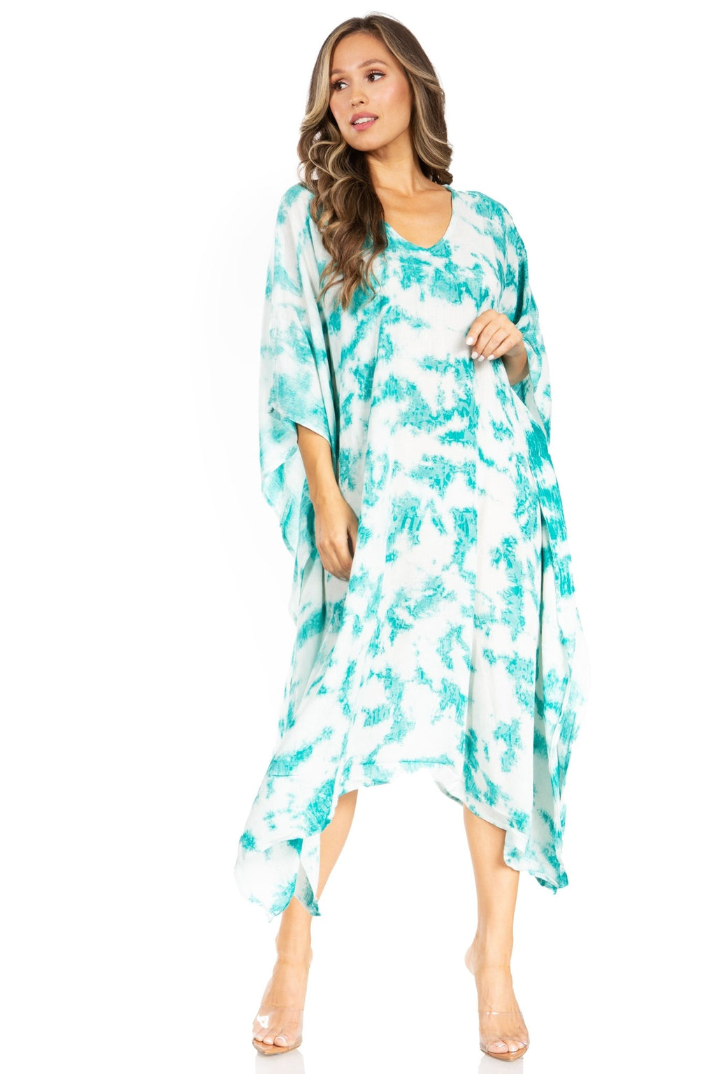 Sakkas Clementine Women's Tie Dye Caftan Dress/Cover Up Beach Kaftan Boho Summer dresses La Vie Bien Sakkas Clementine Women's Tie Dye Caftan Dress/Cover Up Beach Kaftan Boho Summer
