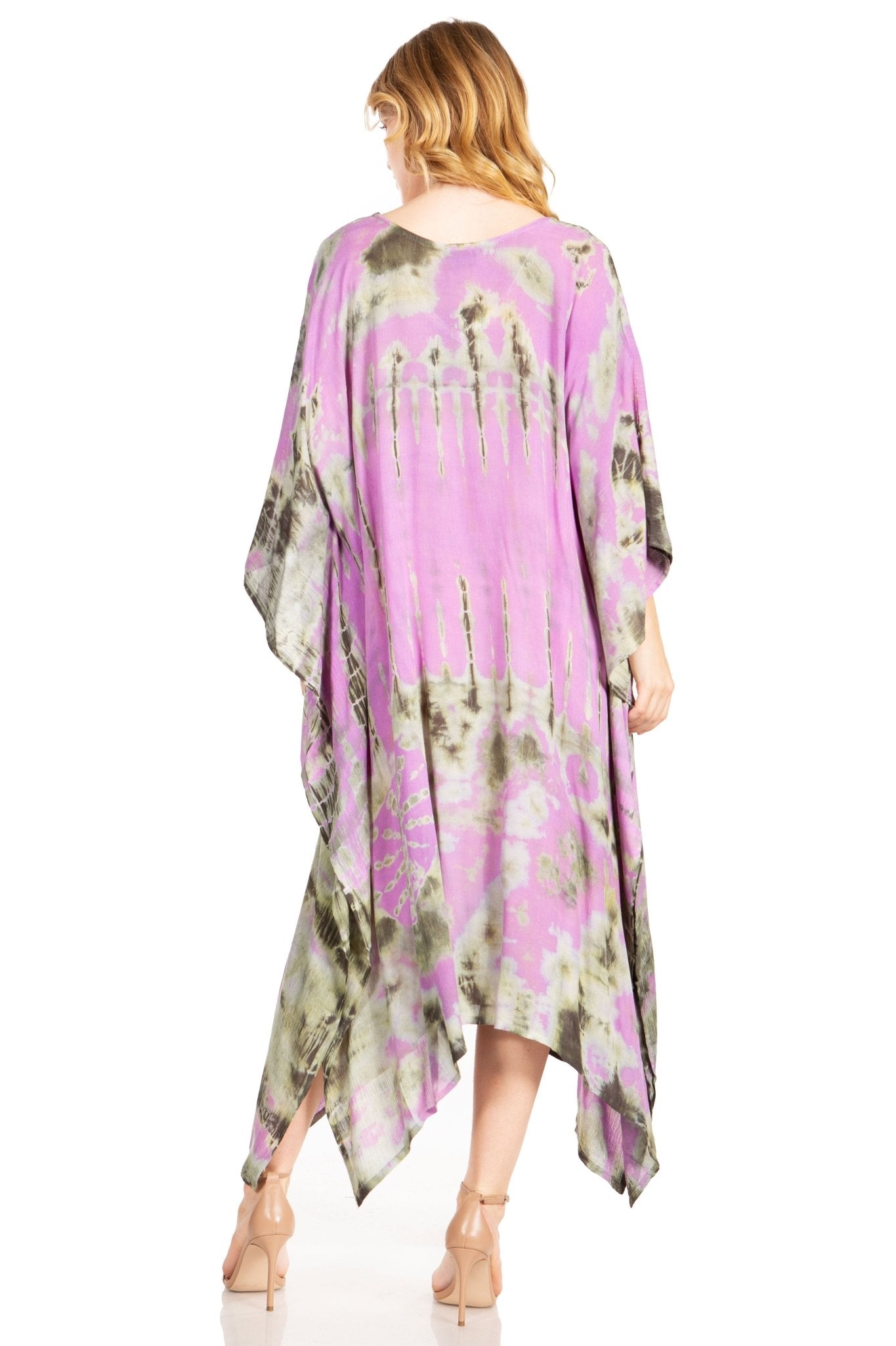 Sakkas Clementine Women's Tie Dye Caftan Dress/Cover Up Beach Kaftan Boho Summer dresses La Vie Bien Sakkas Clementine Women's Tie Dye Caftan Dress/Cover Up Beach Kaftan Boho Summer