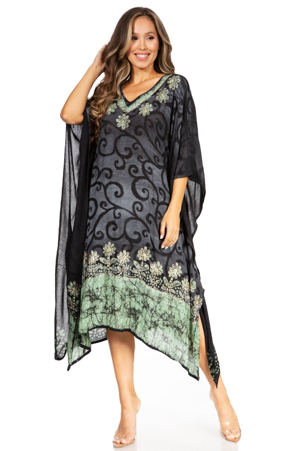 Sakkas Clementine Women's Tie Dye Caftan Dress/Cover Up Beach Kaftan Boho Summer dresses La Vie Bien Sakkas Clementine Women's Tie Dye Caftan Dress/Cover Up Beach Kaftan Boho Summer