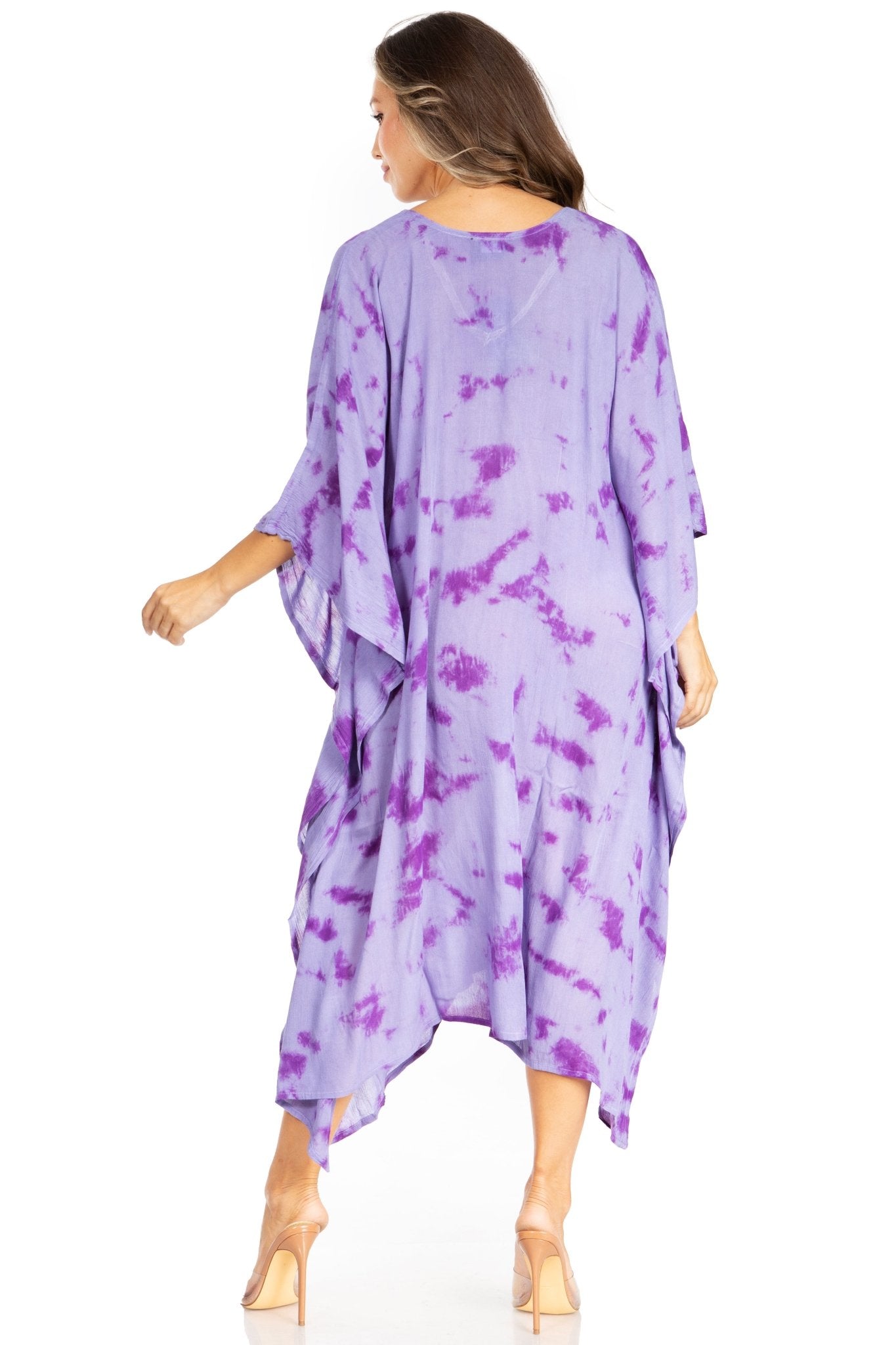 Sakkas Clementine Women's Tie Dye Caftan Dress/Cover Up Beach Kaftan Boho Summer dresses La Vie Bien Sakkas Clementine Women's Tie Dye Caftan Dress/Cover Up Beach Kaftan Boho Summer