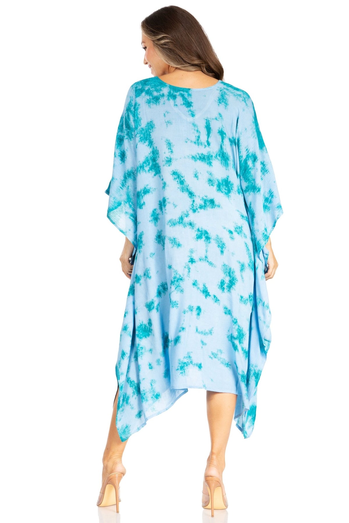 Sakkas Clementine Women's Tie Dye Caftan Dress/Cover Up Beach Kaftan Boho Summer dresses La Vie Bien Sakkas Clementine Women's Tie Dye Caftan Dress/Cover Up Beach Kaftan Boho Summer