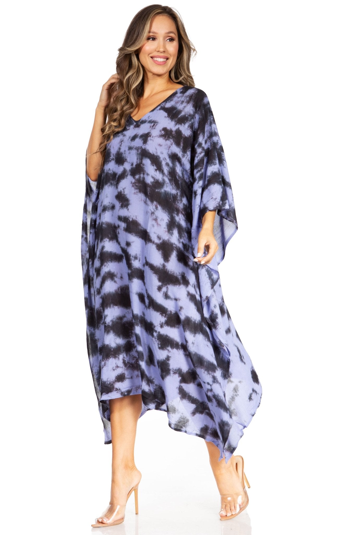 Sakkas Clementine Women's Tie Dye Caftan Dress/Cover Up Beach Kaftan Boho Summer dresses La Vie Bien Sakkas Clementine Women's Tie Dye Caftan Dress/Cover Up Beach Kaftan Boho Summer