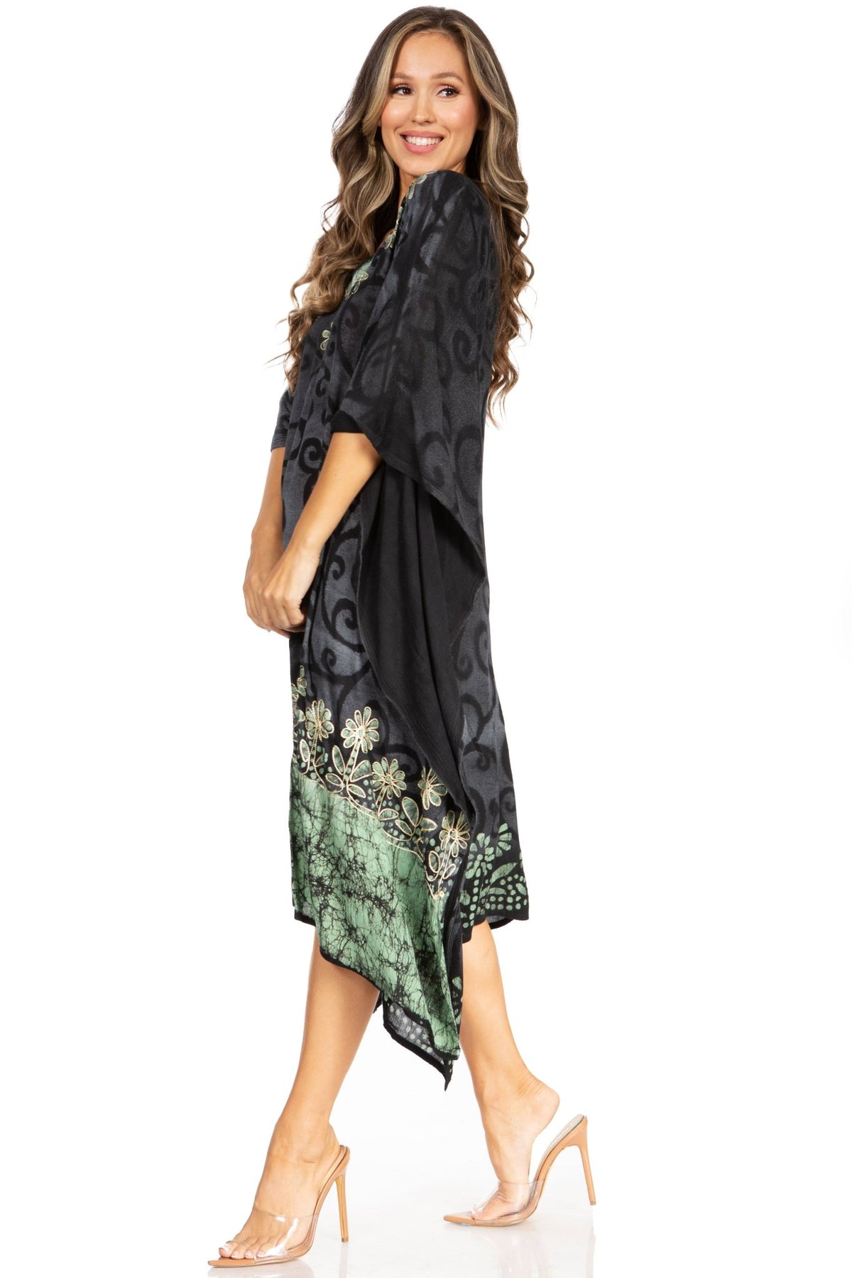 Sakkas Clementine Women's Tie Dye Caftan Dress/Cover Up Beach Kaftan Boho Summer dresses La Vie Bien Sakkas Clementine Women's Tie Dye Caftan Dress/Cover Up Beach Kaftan Boho Summer