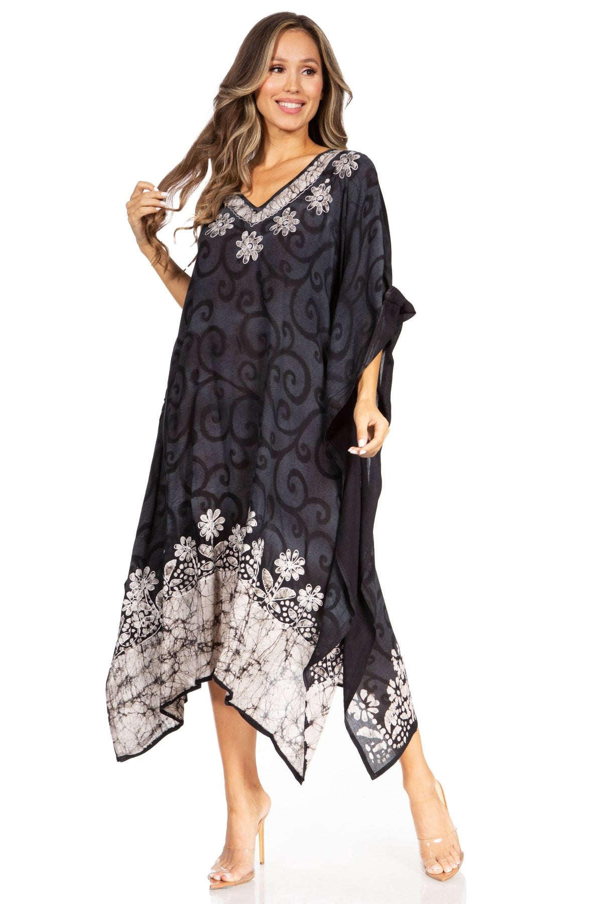 Sakkas Clementine Women's Tie Dye Caftan Dress/Cover Up Beach Kaftan Boho Summer dresses La Vie Bien Sakkas Clementine Women's Tie Dye Caftan Dress/Cover Up Beach Kaftan Boho Summer