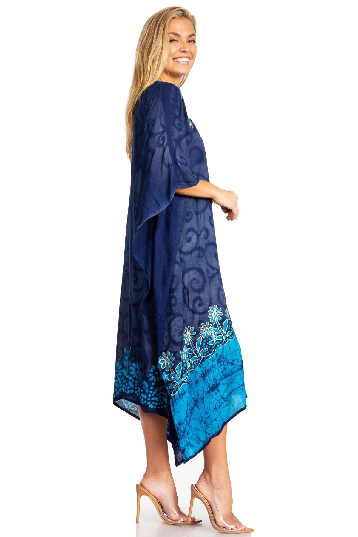 Sakkas Clementine Women's Tie Dye Caftan Dress/Cover Up Beach Kaftan Boho Summer dresses La Vie Bien Sakkas Clementine Women's Tie Dye Caftan Dress/Cover Up Beach Kaftan Boho Summer