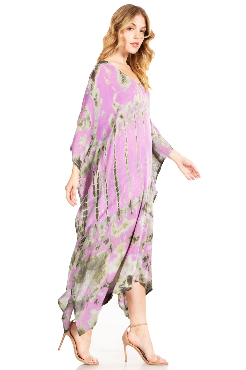Sakkas Clementine Women's Tie Dye Caftan Dress/Cover Up Beach Kaftan Boho Summer dresses La Vie Bien Sakkas Clementine Women's Tie Dye Caftan Dress/Cover Up Beach Kaftan Boho Summer