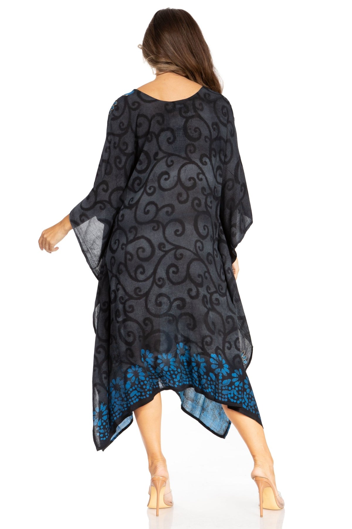 Sakkas Clementine Women's Tie Dye Caftan Dress/Cover Up Beach Kaftan Boho Summer dresses La Vie Bien Sakkas Clementine Women's Tie Dye Caftan Dress/Cover Up Beach Kaftan Boho Summer