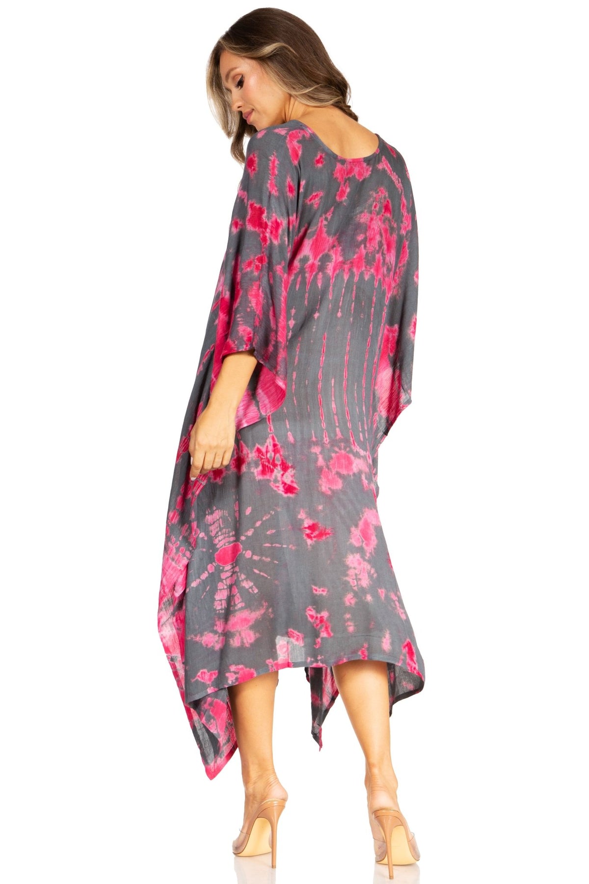 Sakkas Clementine Women's Tie Dye Caftan Dress/Cover Up Beach Kaftan Boho Summer dresses La Vie Bien Sakkas Clementine Women's Tie Dye Caftan Dress/Cover Up Beach Kaftan Boho Summer