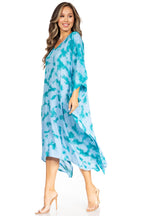 Sakkas Clementine Women's Tie Dye Caftan Dress/Cover Up Beach Kaftan Boho Summer dresses La Vie Bien Sakkas Clementine Women's Tie Dye Caftan Dress/Cover Up Beach Kaftan Boho Summer