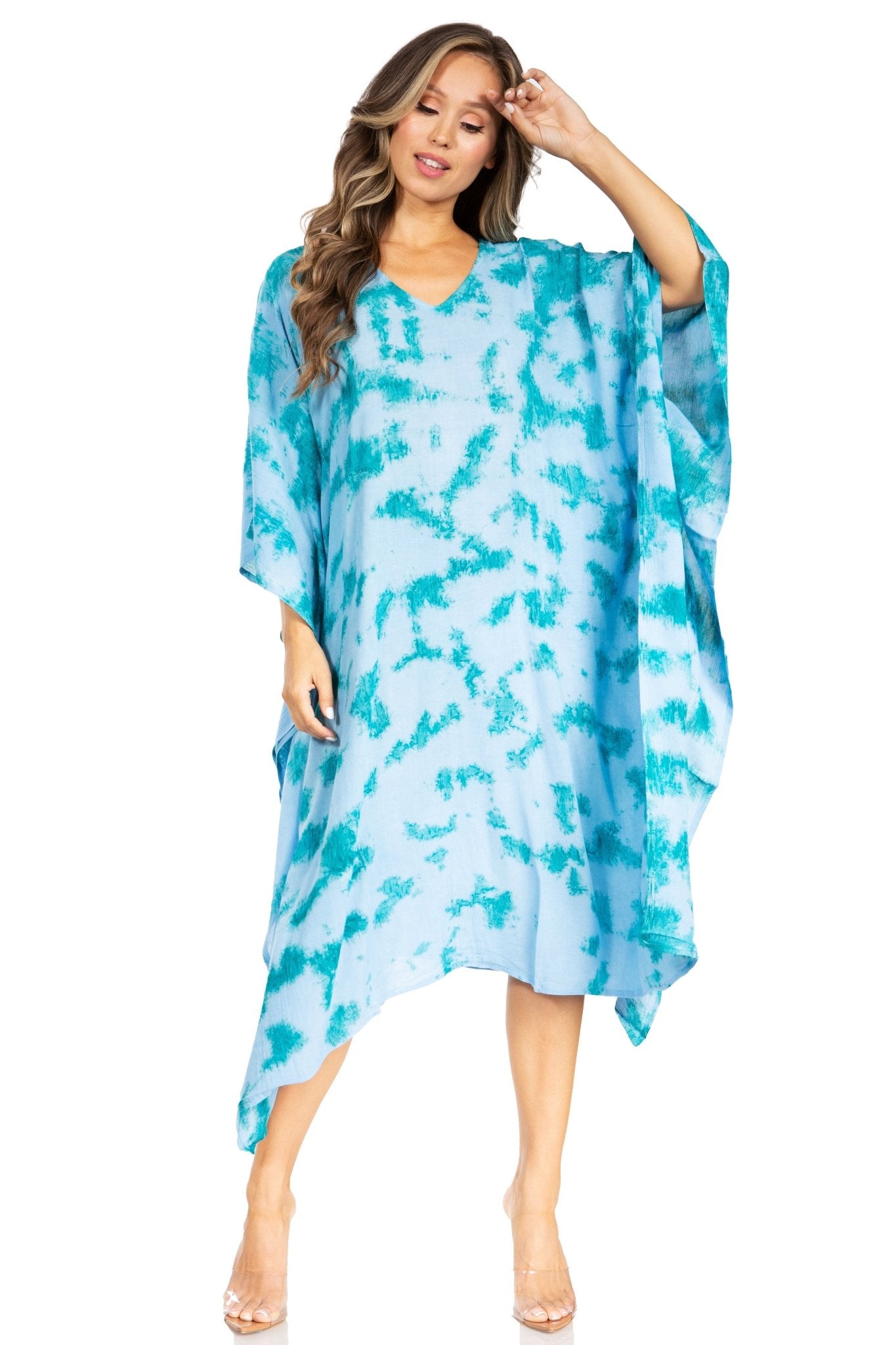 Sakkas Clementine Women's Tie Dye Caftan Dress/Cover Up Beach Kaftan Boho Summer dresses La Vie Bien Sakkas Clementine Women's Tie Dye Caftan Dress/Cover Up Beach Kaftan Boho Summer