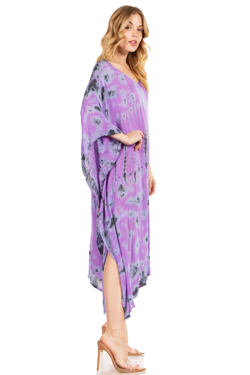 Sakkas Clementine Women's Tie Dye Caftan Dress/Cover Up Beach Kaftan Boho Summer dresses La Vie Bien Sakkas Clementine Women's Tie Dye Caftan Dress/Cover Up Beach Kaftan Boho Summer