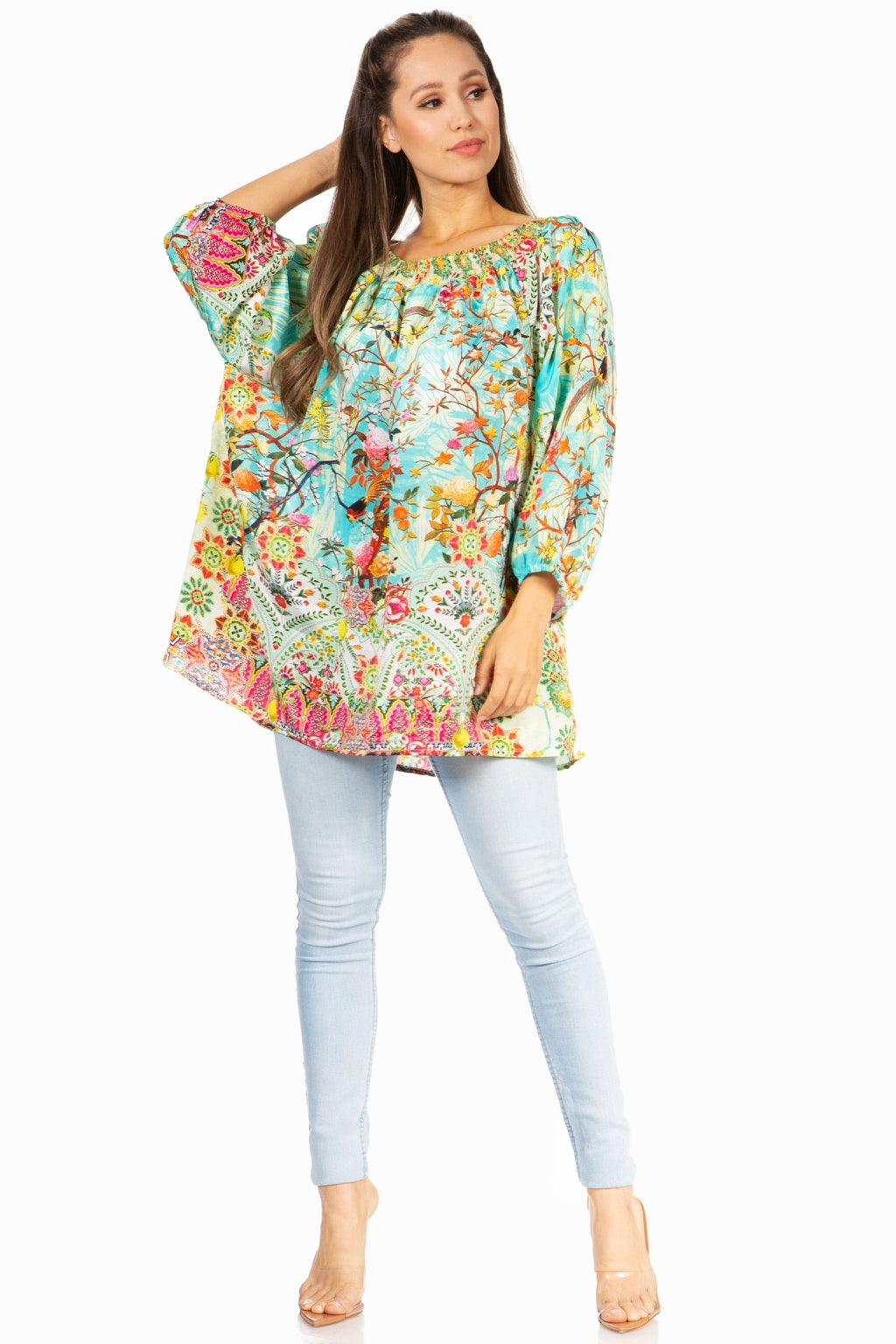 Sakkas Darsy Women's Floral Print Top - Pirate Boho Style tops La Vie Bien Sakkas Darsy Women's Floral Print Top - Pirate Boho Style