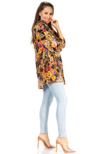 Sakkas Darsy Women's Floral Print Top - Pirate Boho Style tops La Vie Bien Sakkas Darsy Women's Floral Print Top - Pirate Boho Style