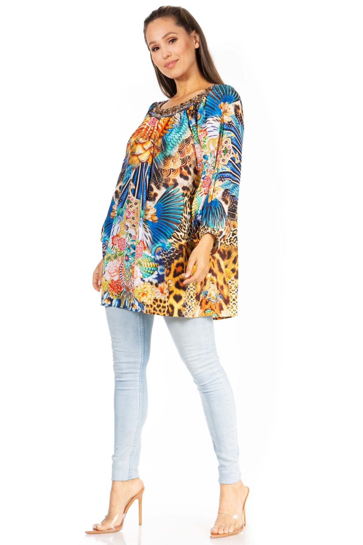 Sakkas Darsy Women's Floral Print Top - Pirate Boho Style tops La Vie Bien Sakkas Darsy Women's Floral Print Top - Pirate Boho Style