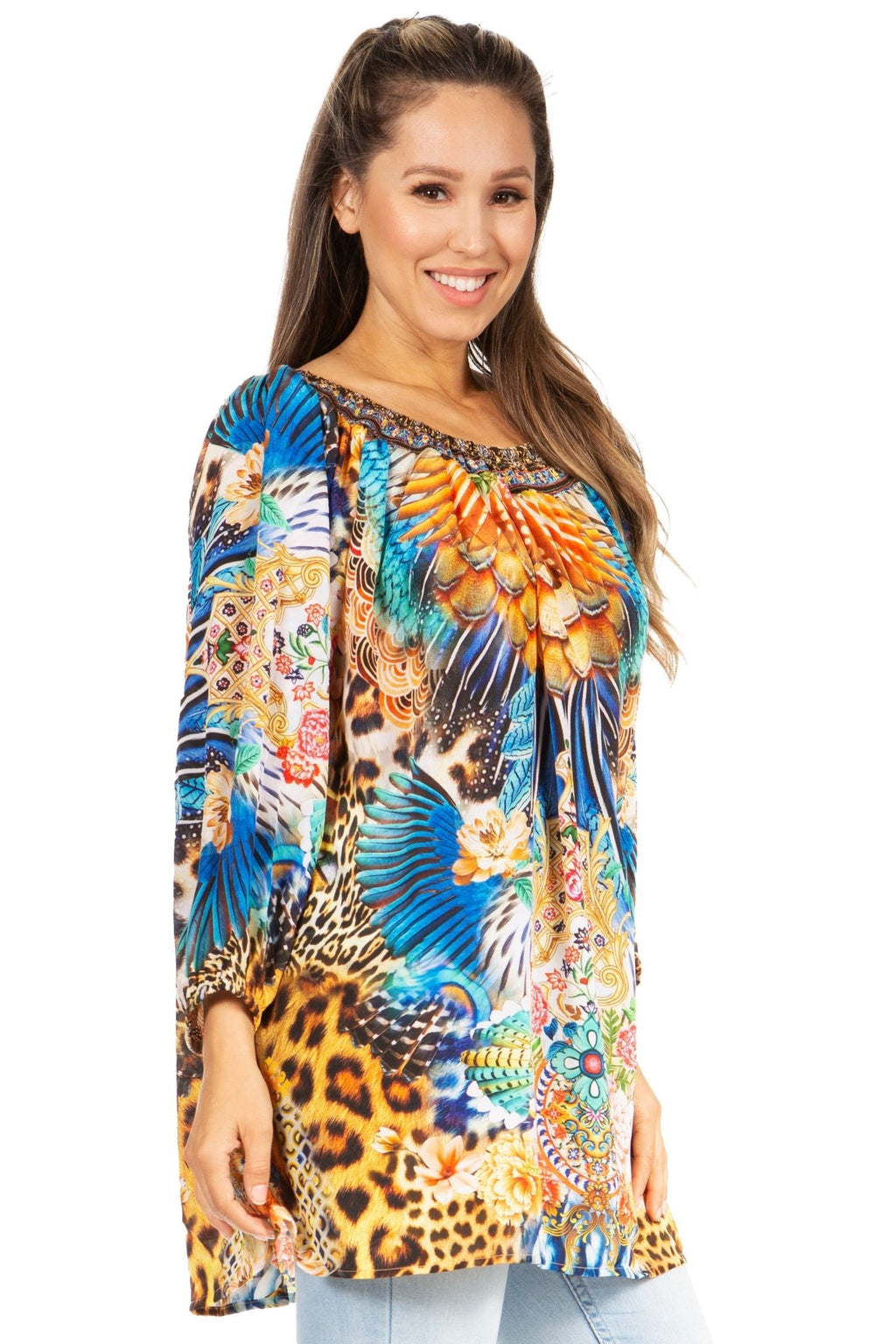 Sakkas Darsy Women's Floral Print Top - Pirate Boho Style tops La Vie Bien Sakkas Darsy Women's Floral Print Top - Pirate Boho Style