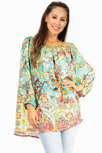 Sakkas Darsy Women's Floral Print Top - Pirate Boho Style tops La Vie Bien Sakkas Darsy Women's Floral Print Top - Pirate Boho Style