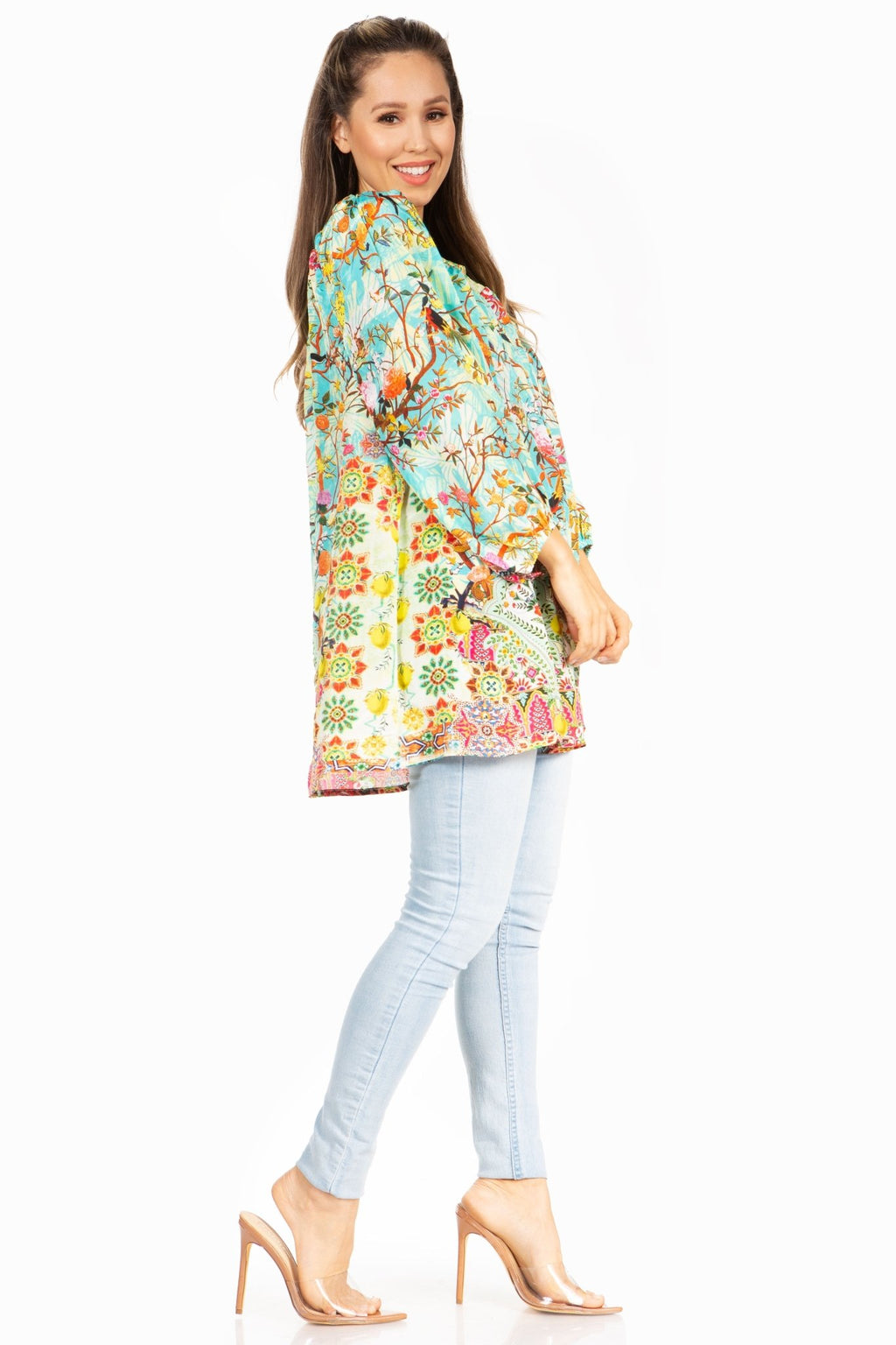 Sakkas Darsy Women's Floral Print Top - Pirate Boho Style tops La Vie Bien Sakkas Darsy Women's Floral Print Top - Pirate Boho Style