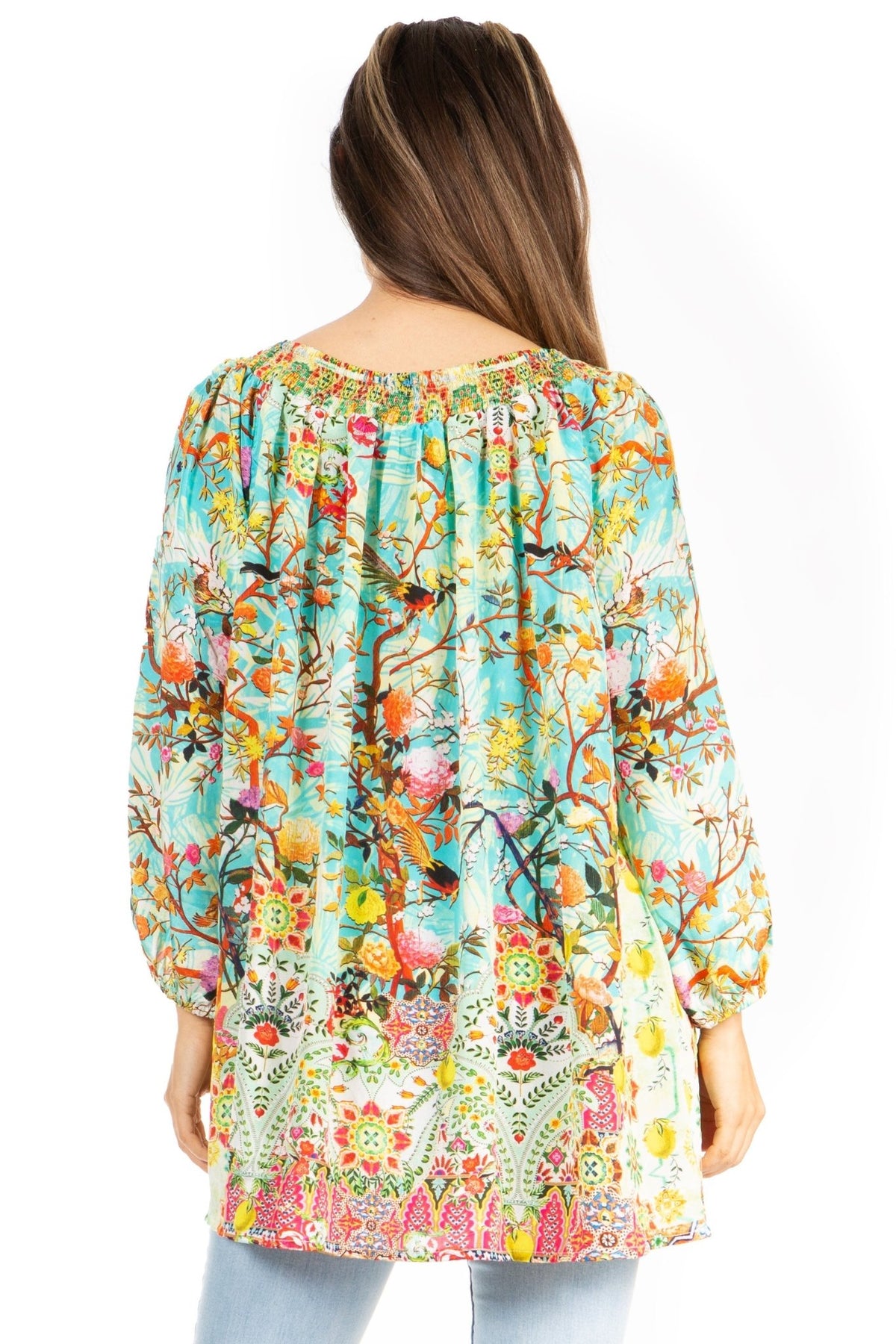 Sakkas Darsy Women's Floral Print Top - Pirate Boho Style tops La Vie Bien Sakkas Darsy Women's Floral Print Top - Pirate Boho Style