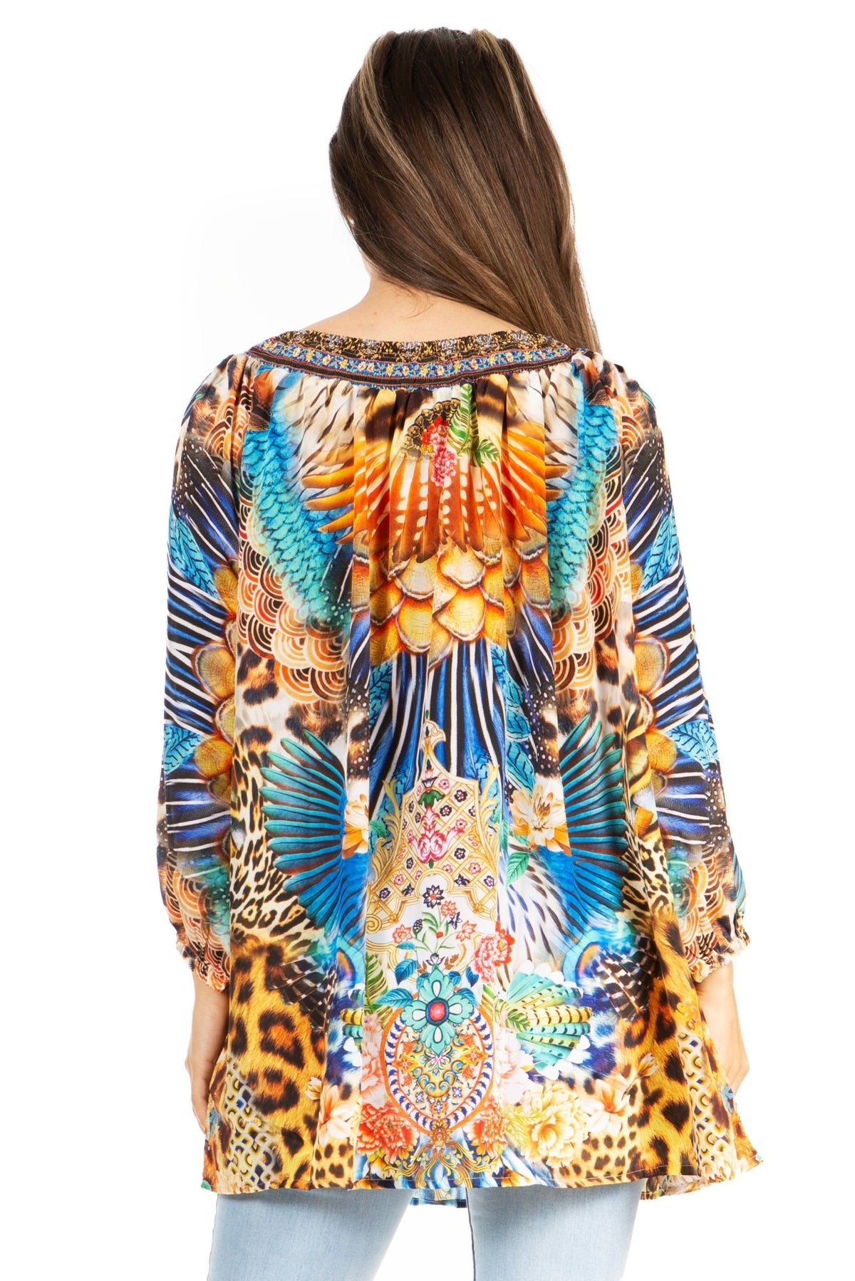 Sakkas Darsy Women's Floral Print Top - Pirate Boho Style tops La Vie Bien Sakkas Darsy Women's Floral Print Top - Pirate Boho Style