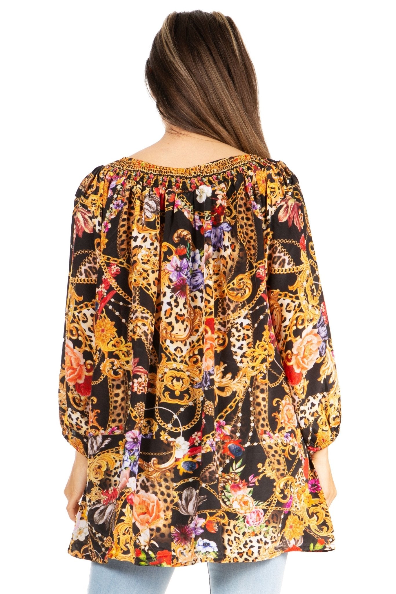 Sakkas Darsy Women's Floral Print Top - Pirate Boho Style tops La Vie Bien Sakkas Darsy Women's Floral Print Top - Pirate Boho Style